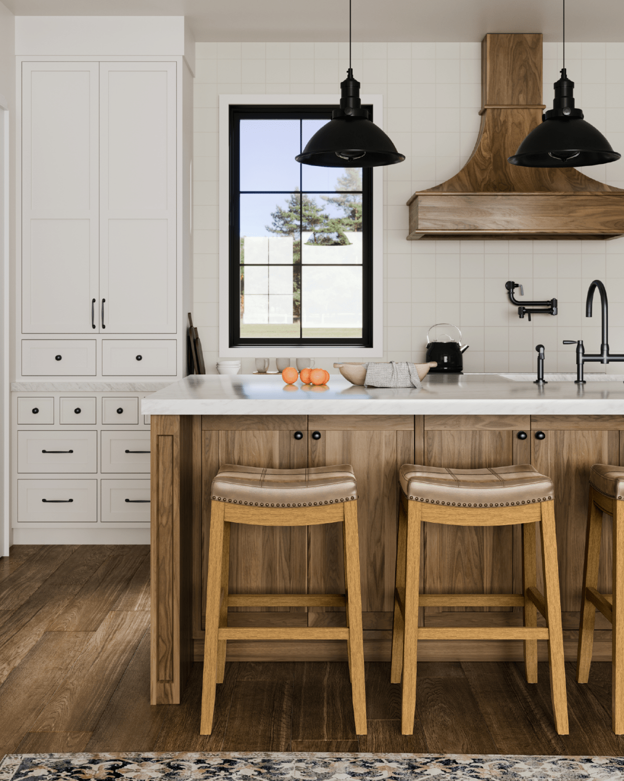 31" Sophia Bar Stool in Natural Finish with Beige Faux Leather in Stools by Maven Lane