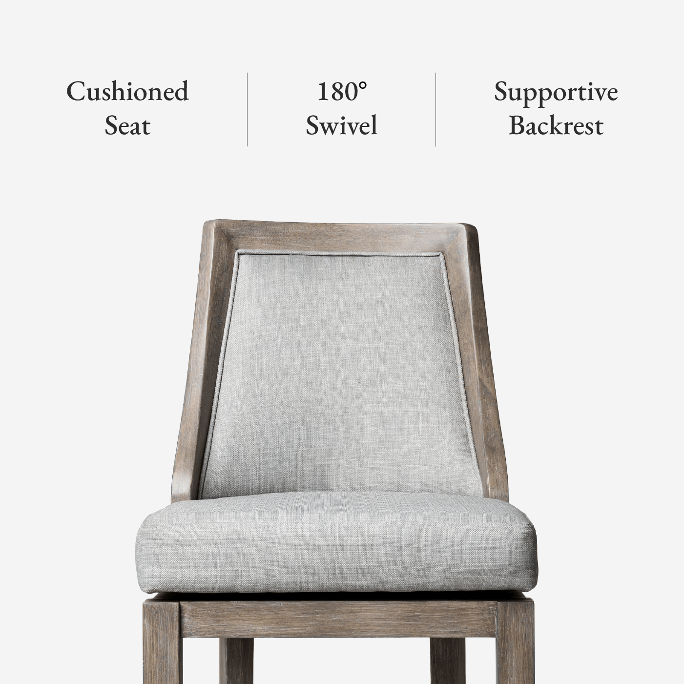 31" Vienna Swivel Bar Stool in Grey Finish with Grey Fabric in Stools by Maven Lane