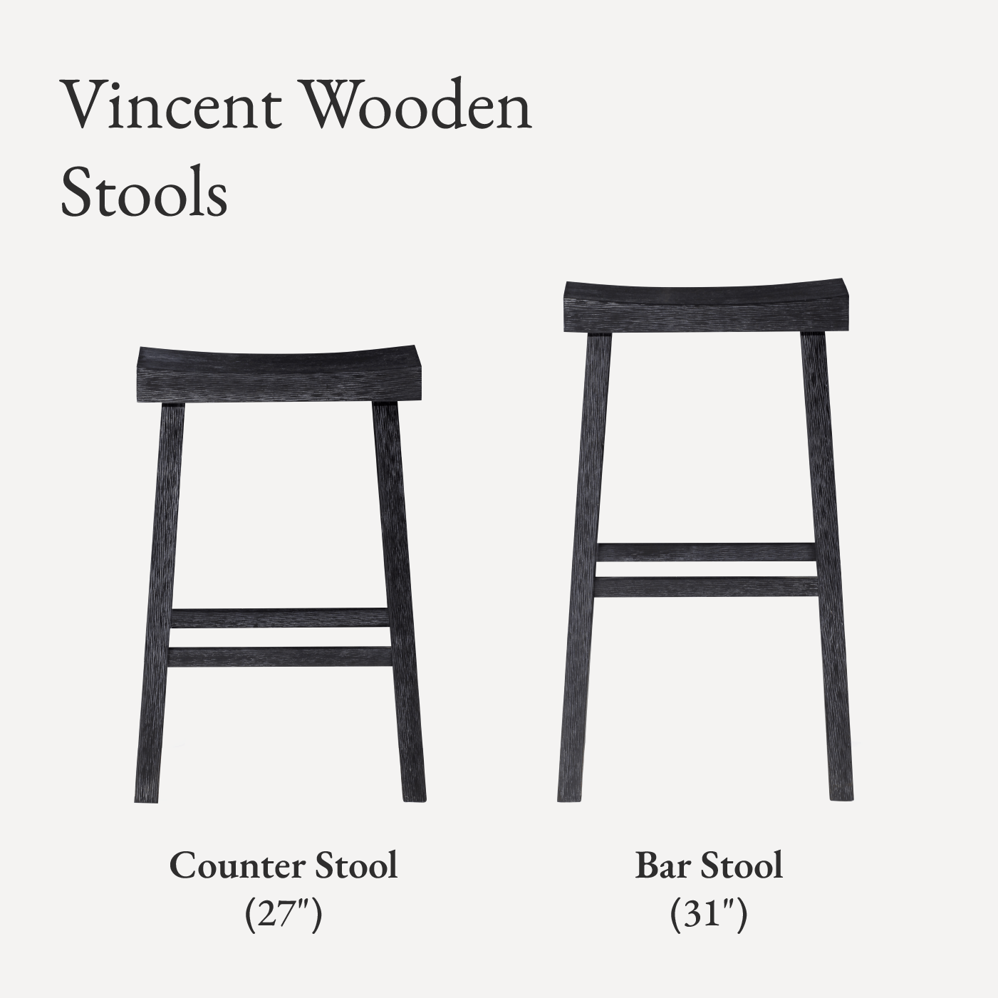 31" Vincent Barstool in Antiqued Black Finish in Stools by Maven Lane
