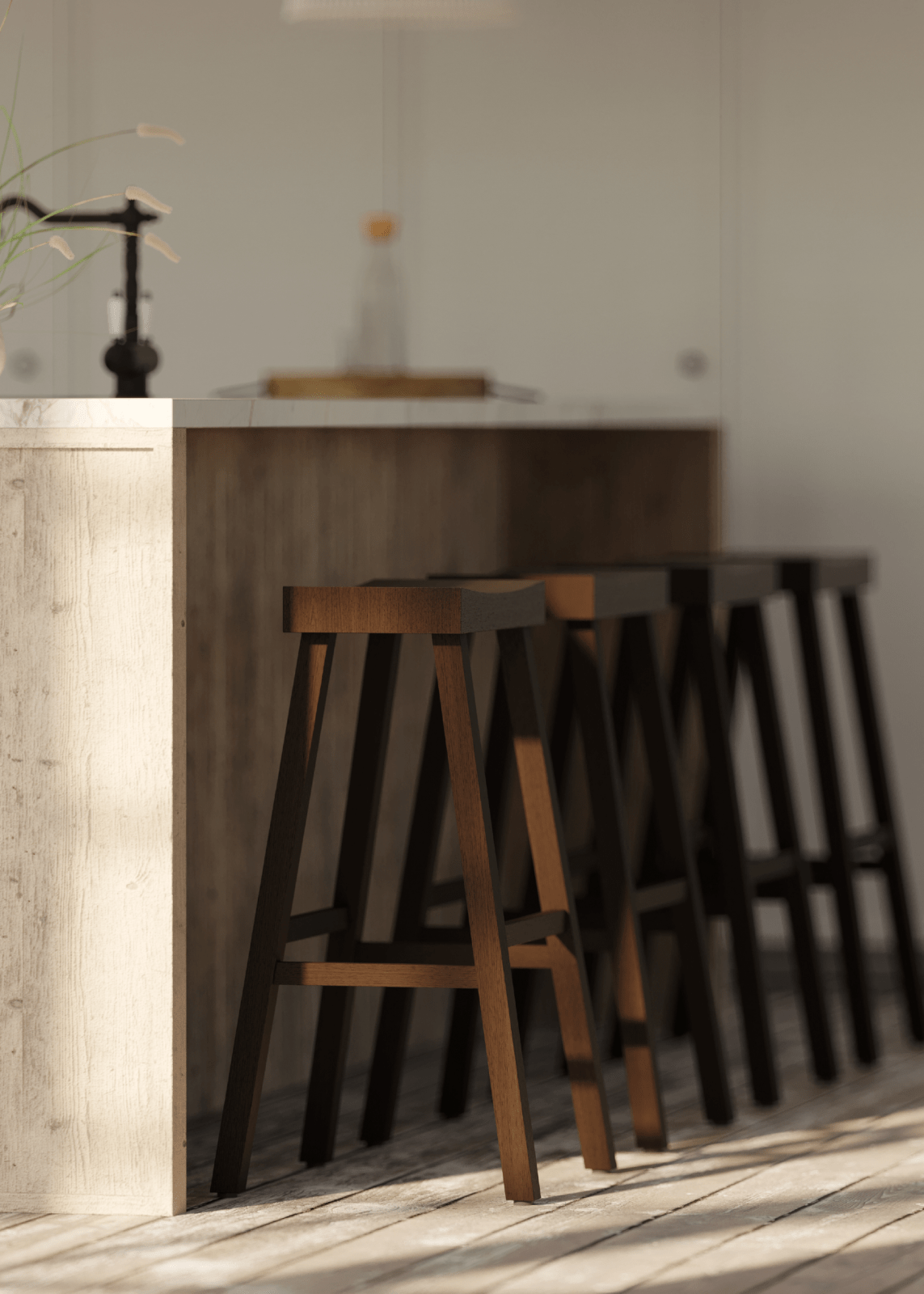 31" Vincent Barstool in Antiqued Brown Finish in Stools by Maven Lane