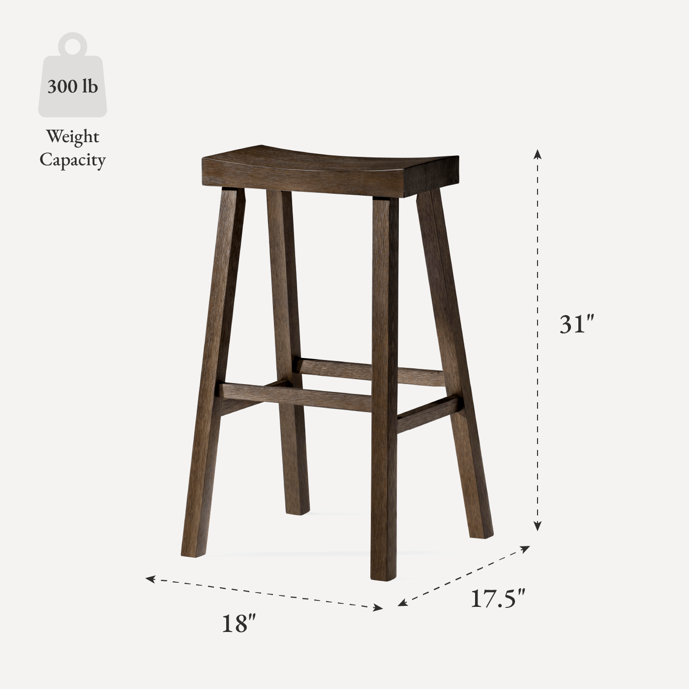 31" Vincent Barstool in Antiqued Brown Finish in Stools by Maven Lane