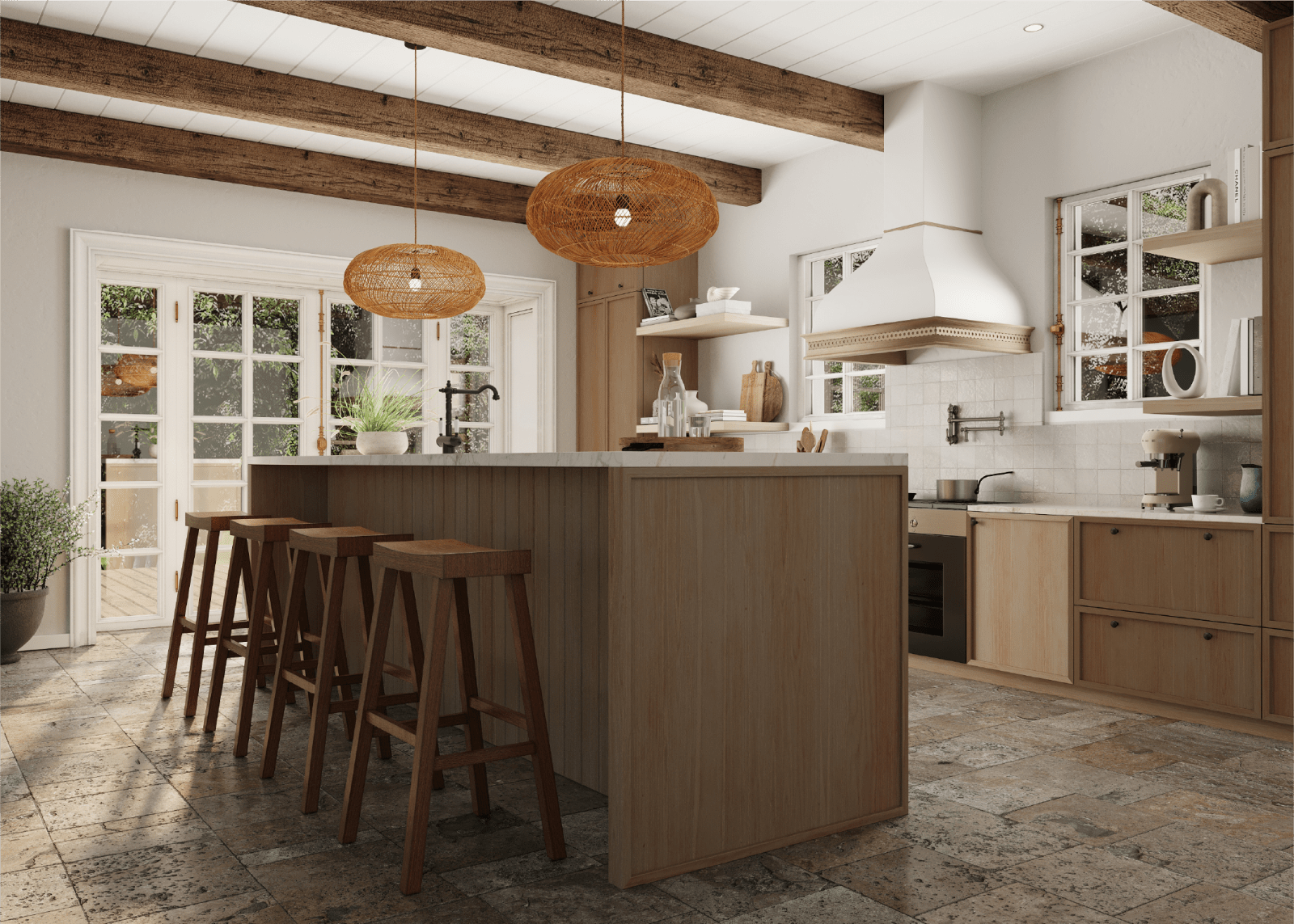31" Vincent Barstool in Antiqued Natural Finish in Stools by Maven Lane