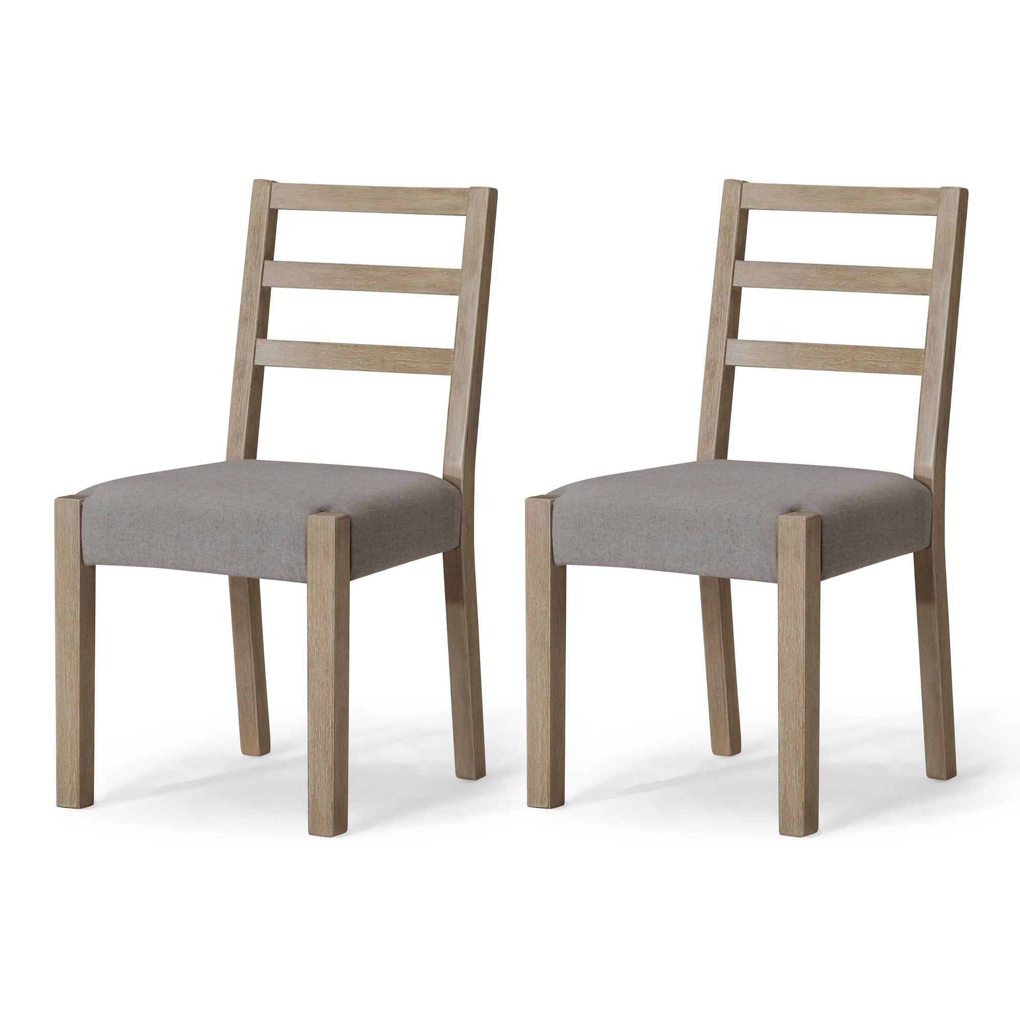 Willow Organic Wooden Dining Chair in Weathered Grey Finish with Slate Linen Fabric Upholstery, Set of 2 in Dining Chair by Maven Lane