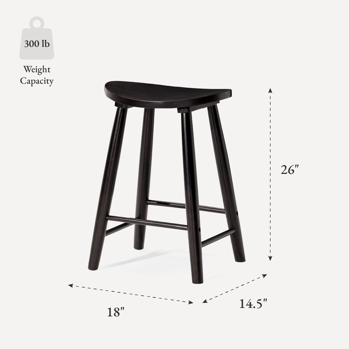 Luna Counter Height Kitchen Stool - Rustic Black Wood Finish in Stools by Maven Lane