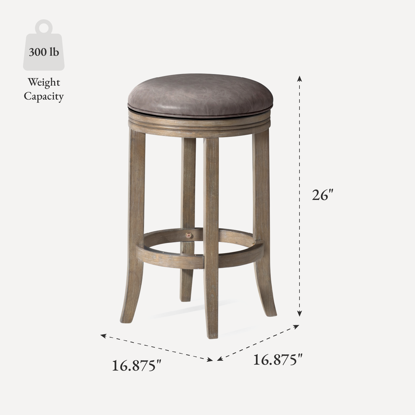 26" Eva swivel counter height kitchen stool - reclaimed oak finish with ronan stone vegan leather in Stools by Maven Lane