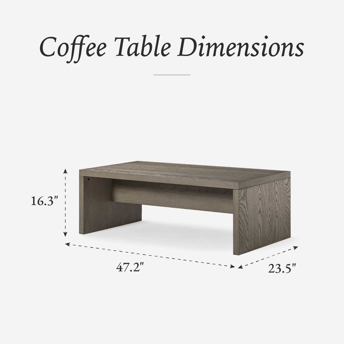 Zeno Rectangular Coffee Table in Aged Grey
