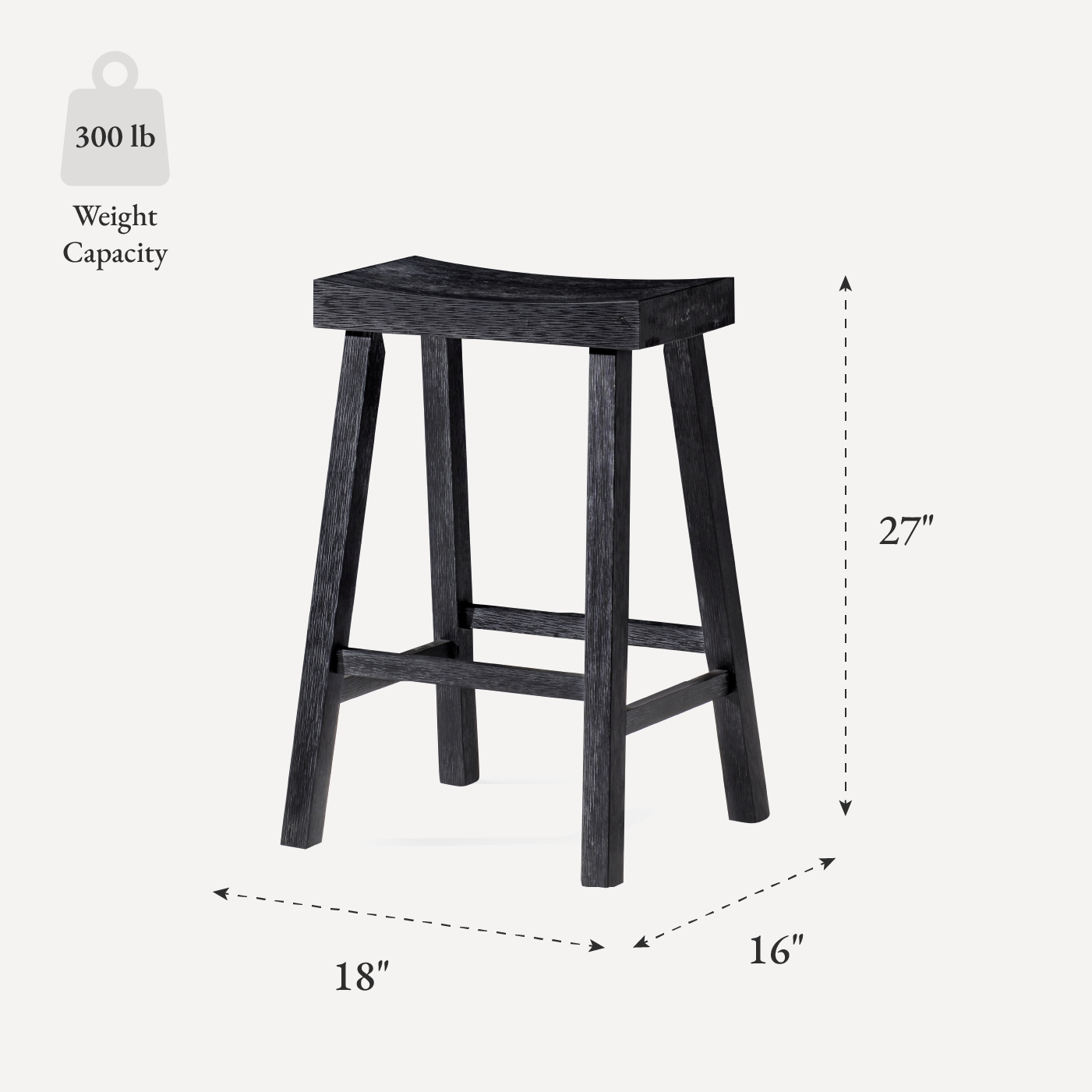 27" Vincent counter height kitchen stool - antiqued black finish in Stools by Maven Lane