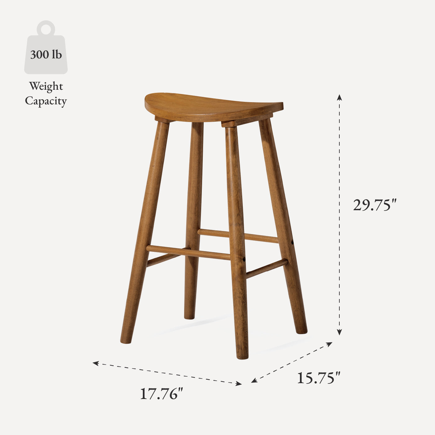 30" Luna Bar Stool in Rustic Natural Wood Finish in Stools by Maven Lane