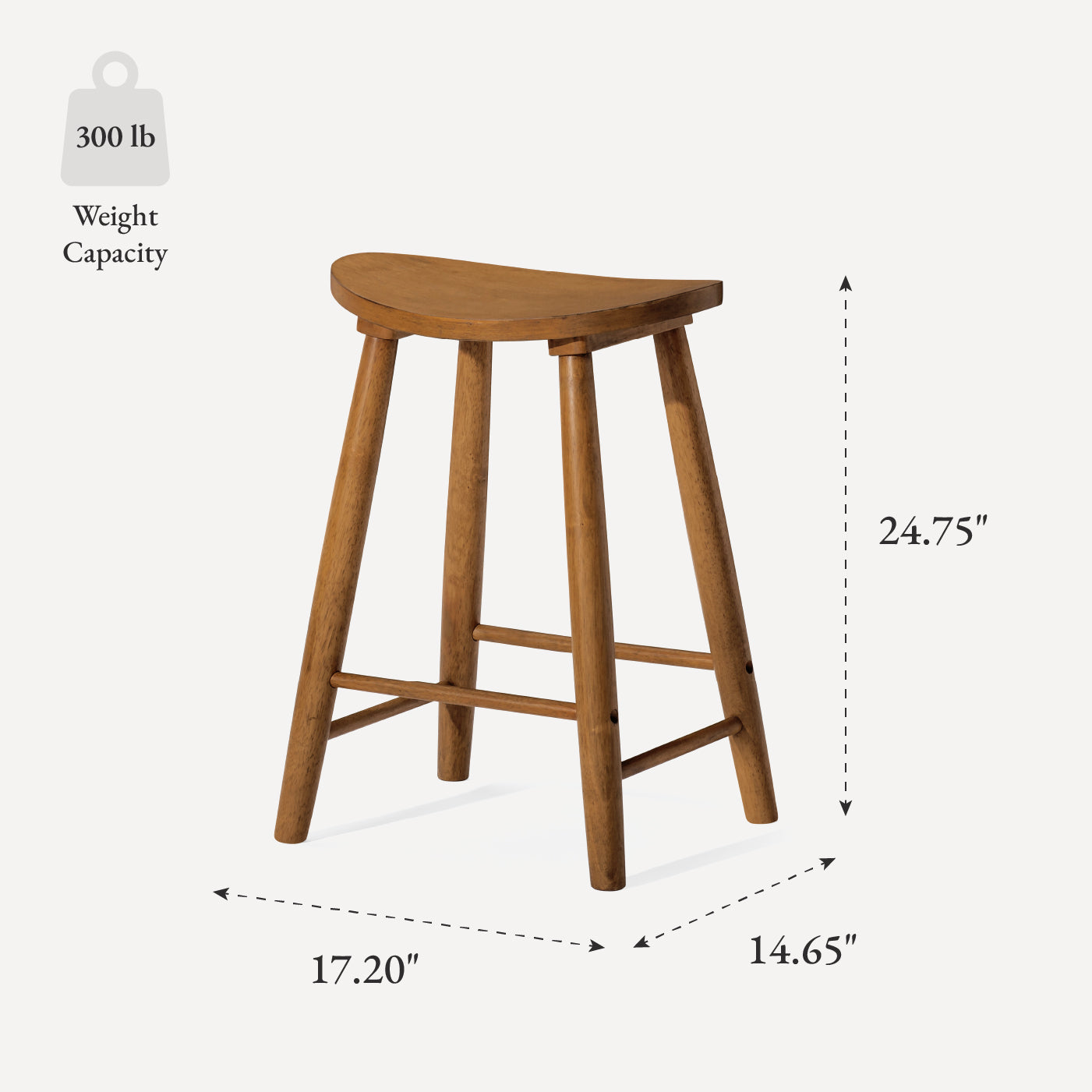 25" Luna Counter Stool in Rustic Natural Wood Finish in Stools by Maven Lane