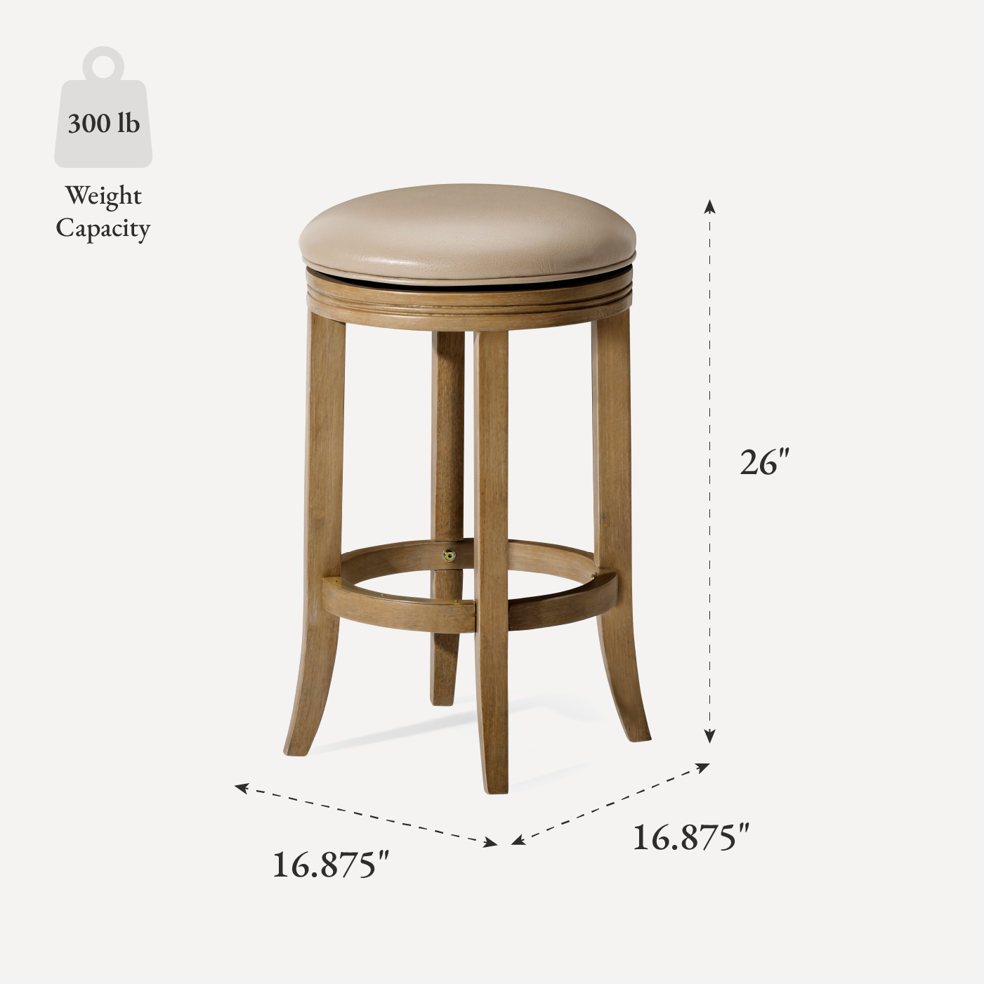 Eva Swivel Counter Height Kitchen Stool - Weathered Oak Finish with Avanti Bone Vegan Leather in Stools by Maven Lane