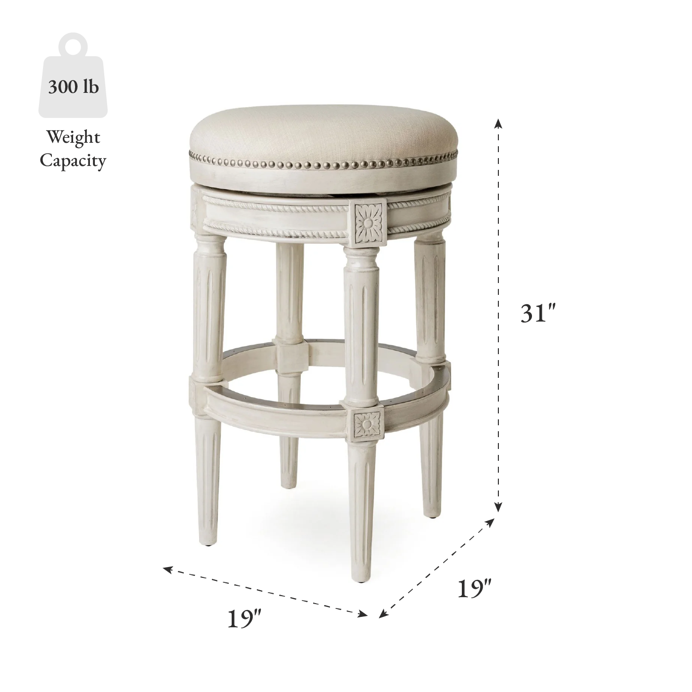 Pullman Backless Swivel Bar Stool In White Oak Finish With Natural Fabric Upholstery in Stools by Maven Lane