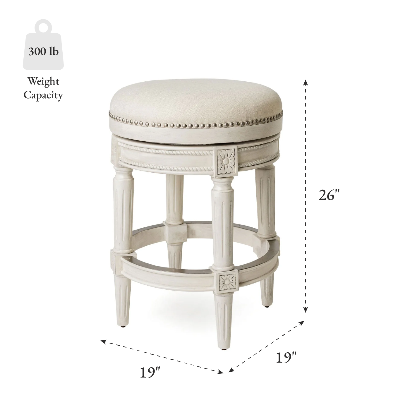 Pullman Backless Swivel Counter Height Kitchen Stool - White Oak Finish w/ Natural Fabric Upholstery in Stools by Maven Lane