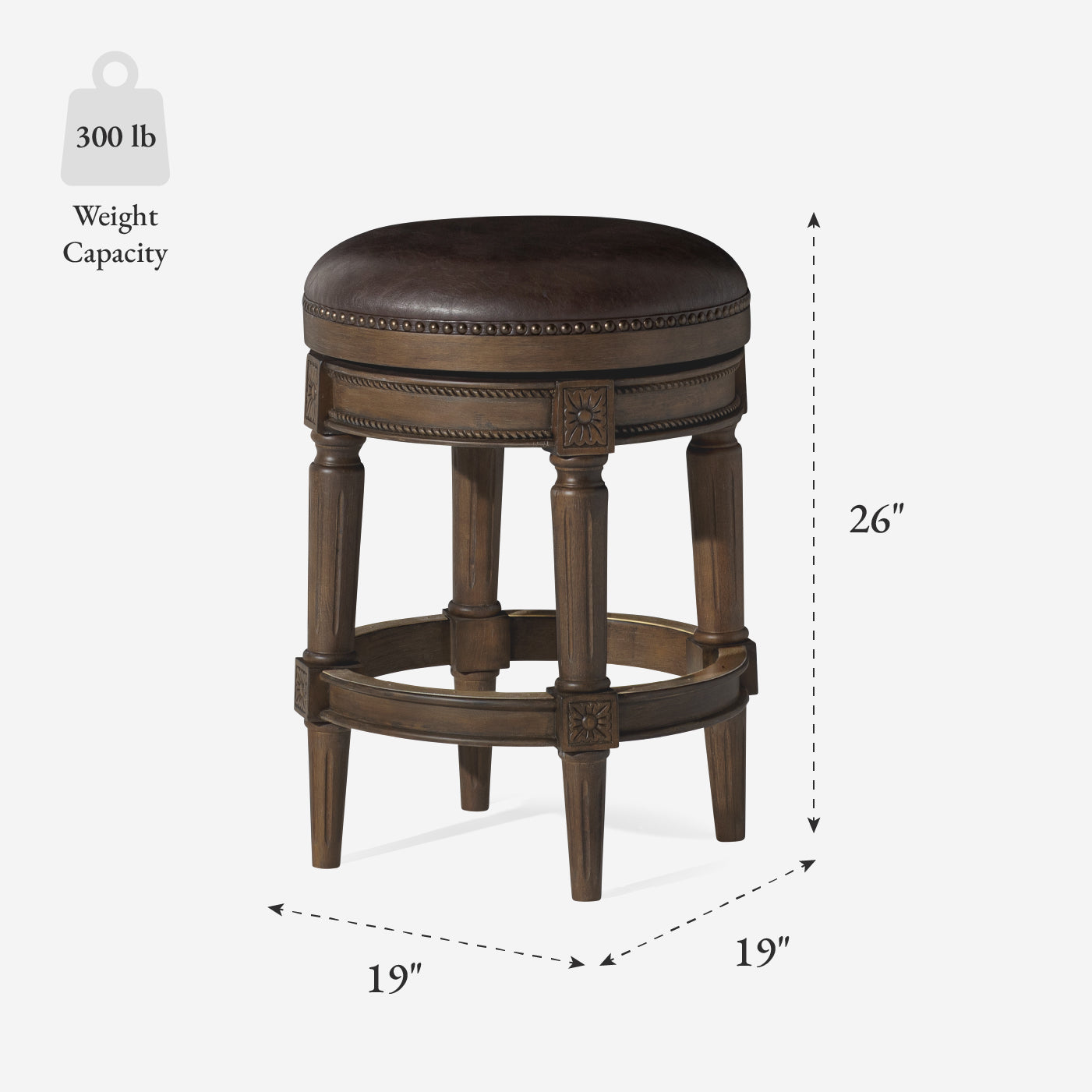 26" Pullman Backless Counter Stool in Brown Finish with Brown Faux Leather (Set of 4) in Stools by Maven Lane