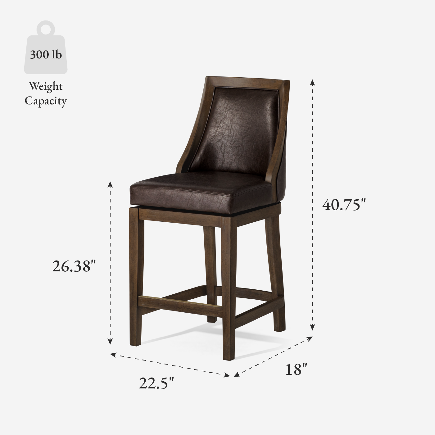 Vienna Swivel Counter Height Kitchen Stool - Walnut Finish with Marksman Saddle Vegan Leather in Stools by Maven Lane