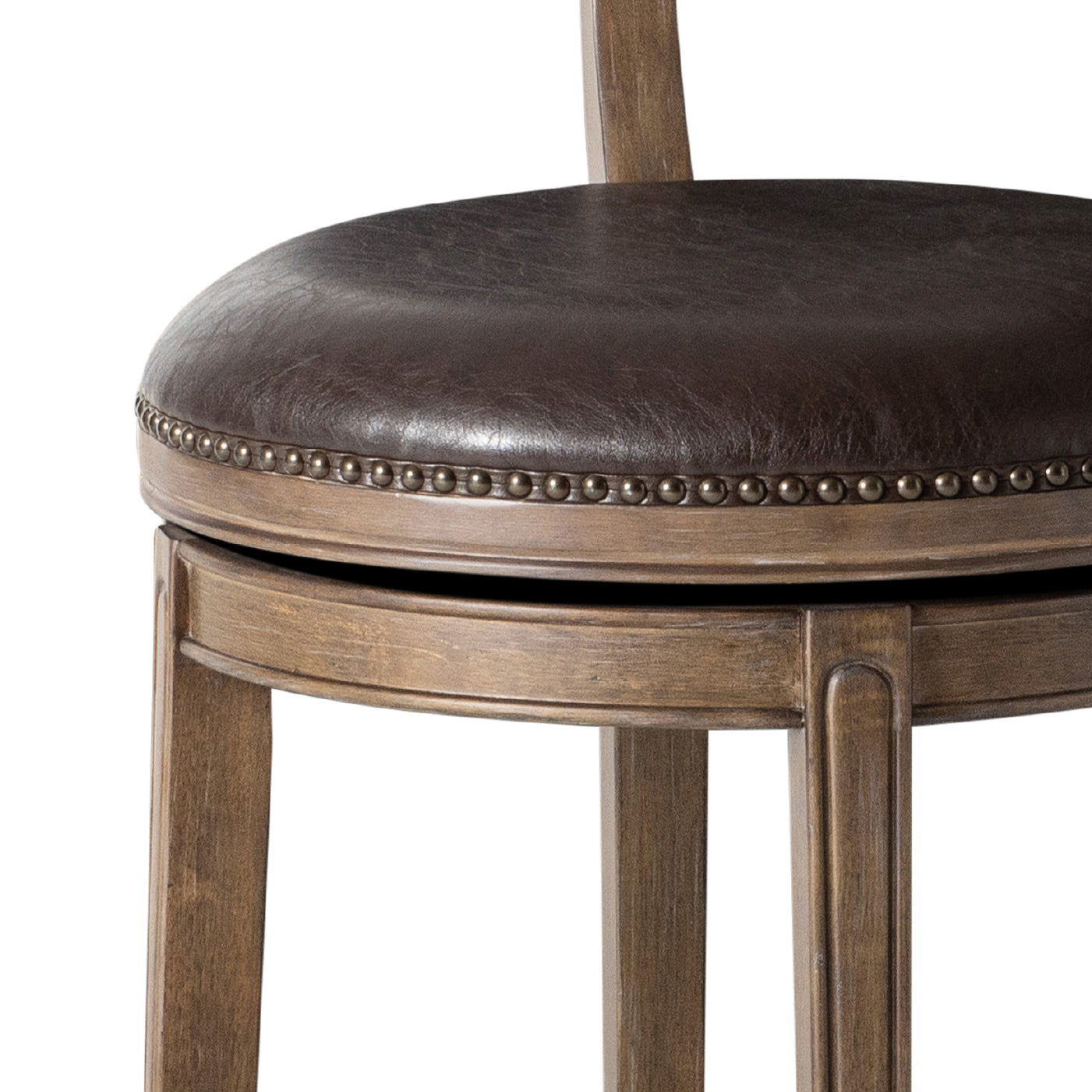 Alexander Counter Stool in Brown Finish with Brown Faux Leather Upholstery in Stools by Maven Lane