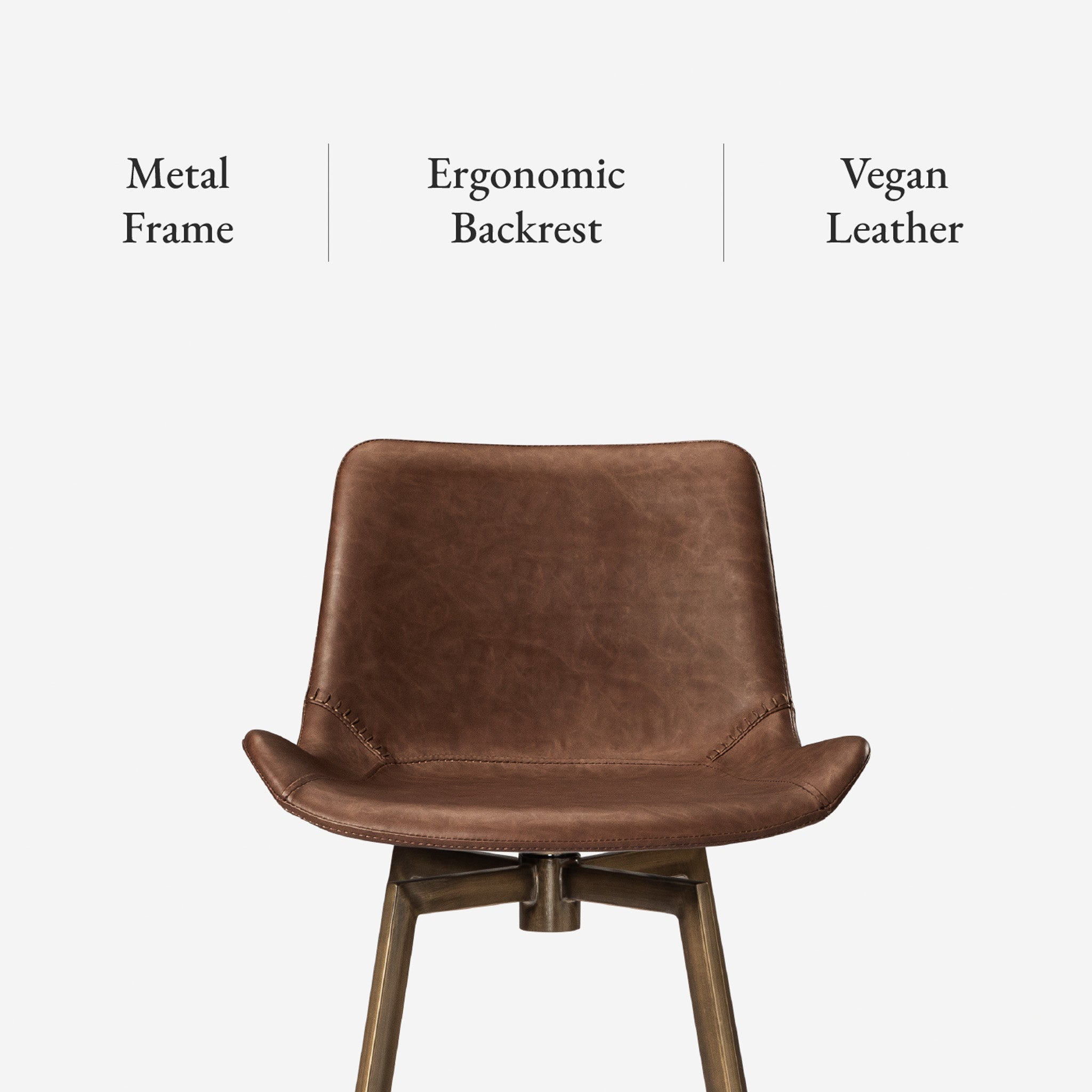 26" Victor Counter Stool in Gold Finish with Brown Faux Leather in Stools by Maven Lane