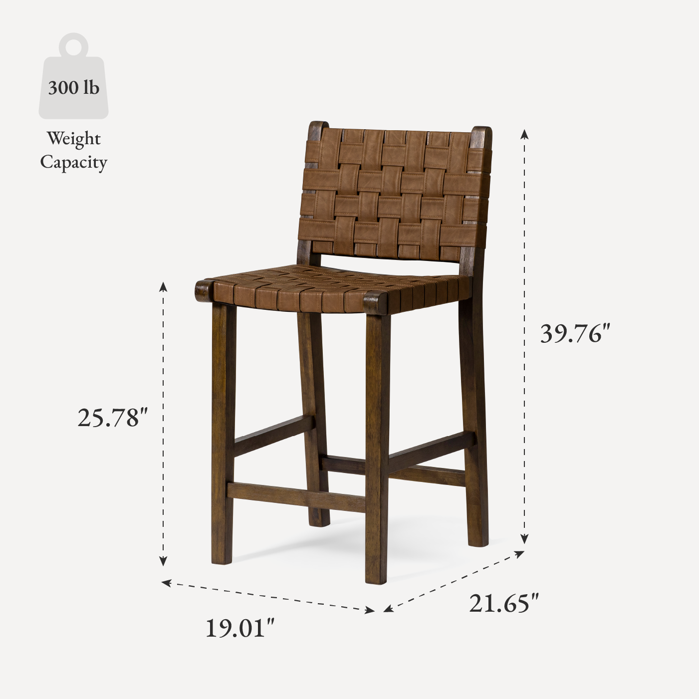 26" Noah counter height kitchen stool - aged brown finish with cocoa brown vegan leather in Stools by Maven Lane