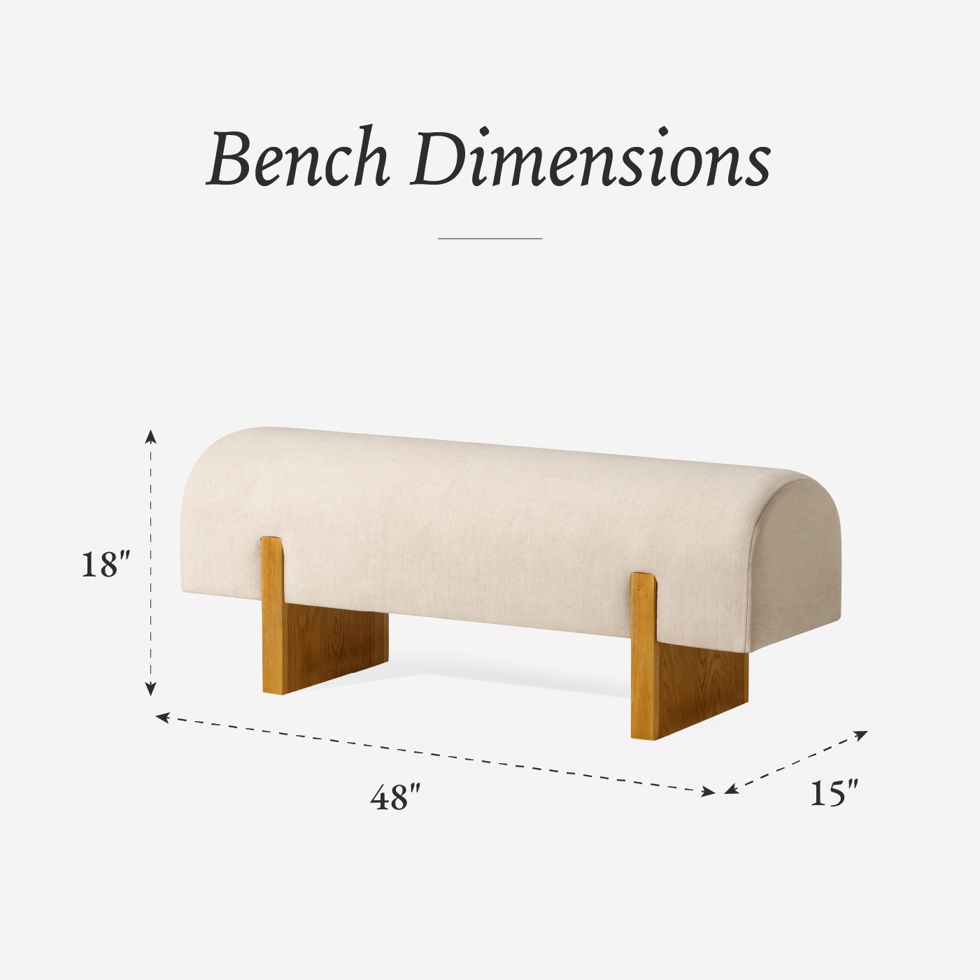 Juno Contemporary Upholstered Wooden Bench in Refined Natural Finish in Bench by Maven Lane