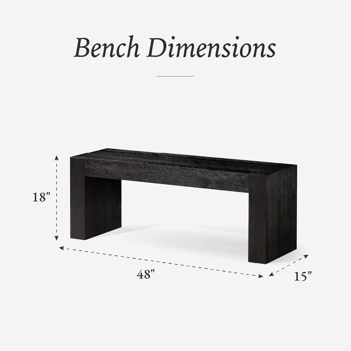 Zeno Organic Wooden Bench in Weathered Black Finish in Bench by Maven Lane
