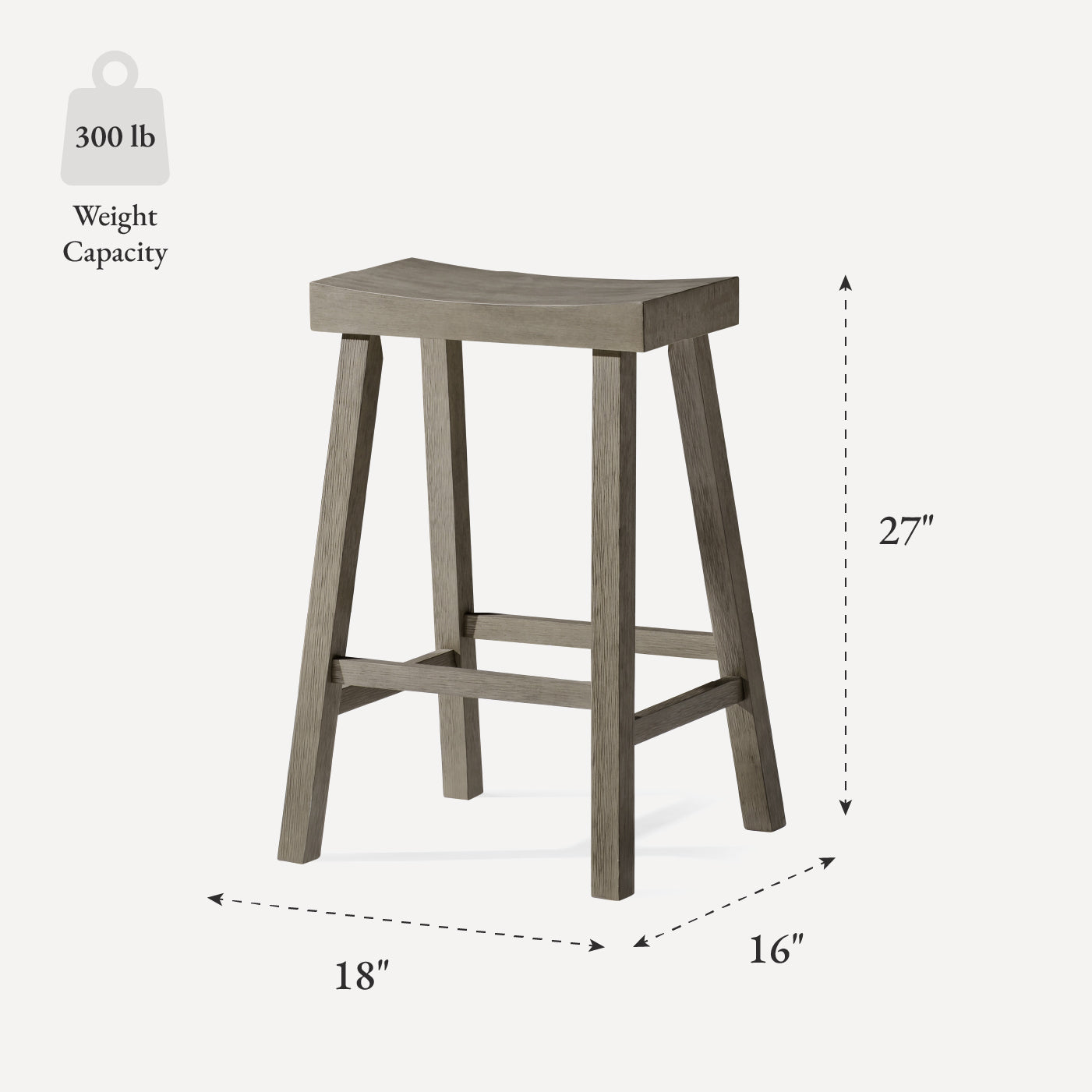 26" Vincent Counter Stool in Grey Finish (Set of 4) in Stools by Maven Lane