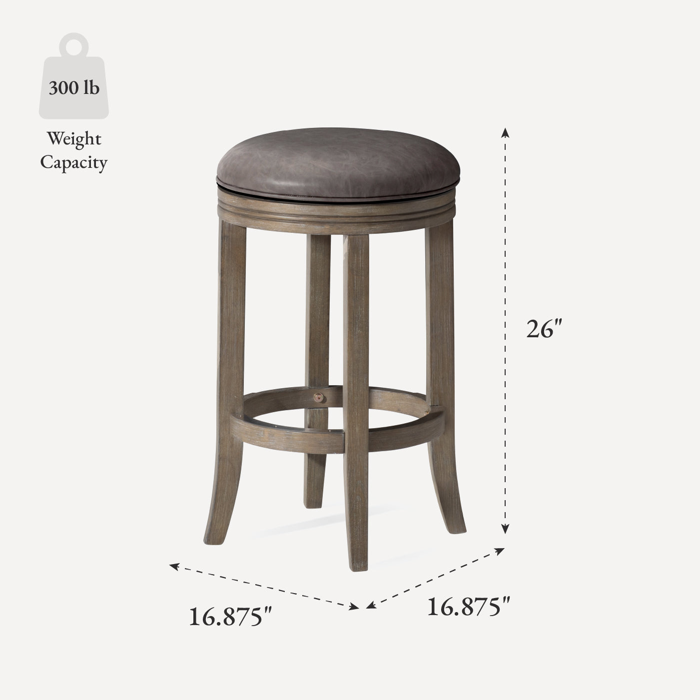 26" Eva Counter Height Kitchen Stool - Reclaimed Oak Finish with Ronan Stone Vegan Leather in Stools by Maven Lane