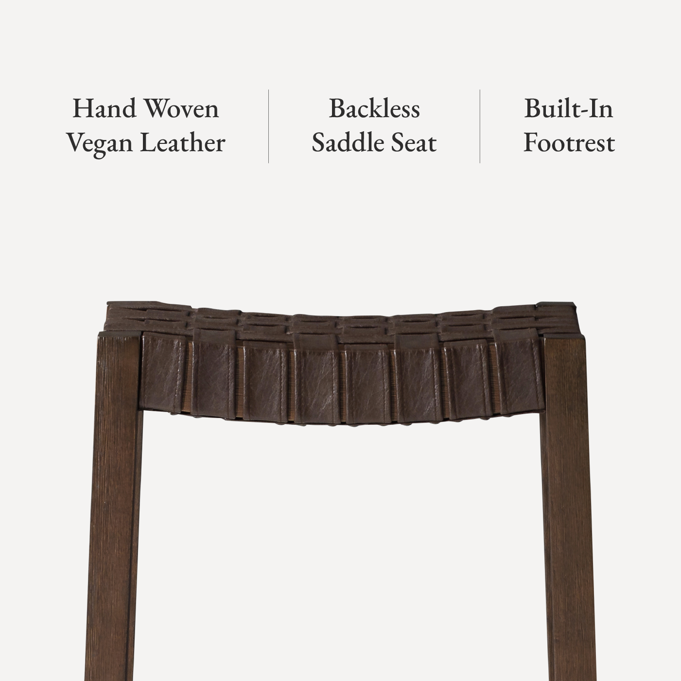 26" Emerson counter height kitchen stool - weathered brown wood finish with marksman saddle vegan leather in Stools by Maven Lane