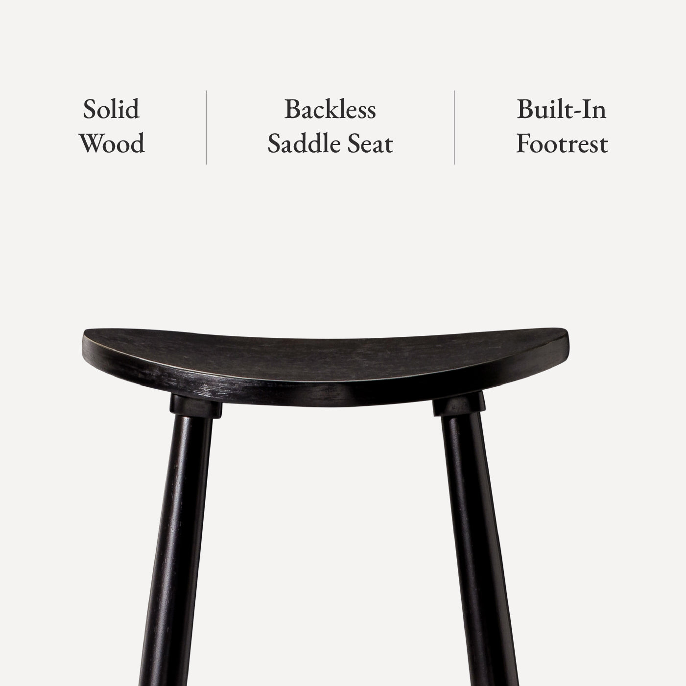Luna Counter Height Kitchen Stool - Rustic Black Wood Finish in Stools by Maven Lane