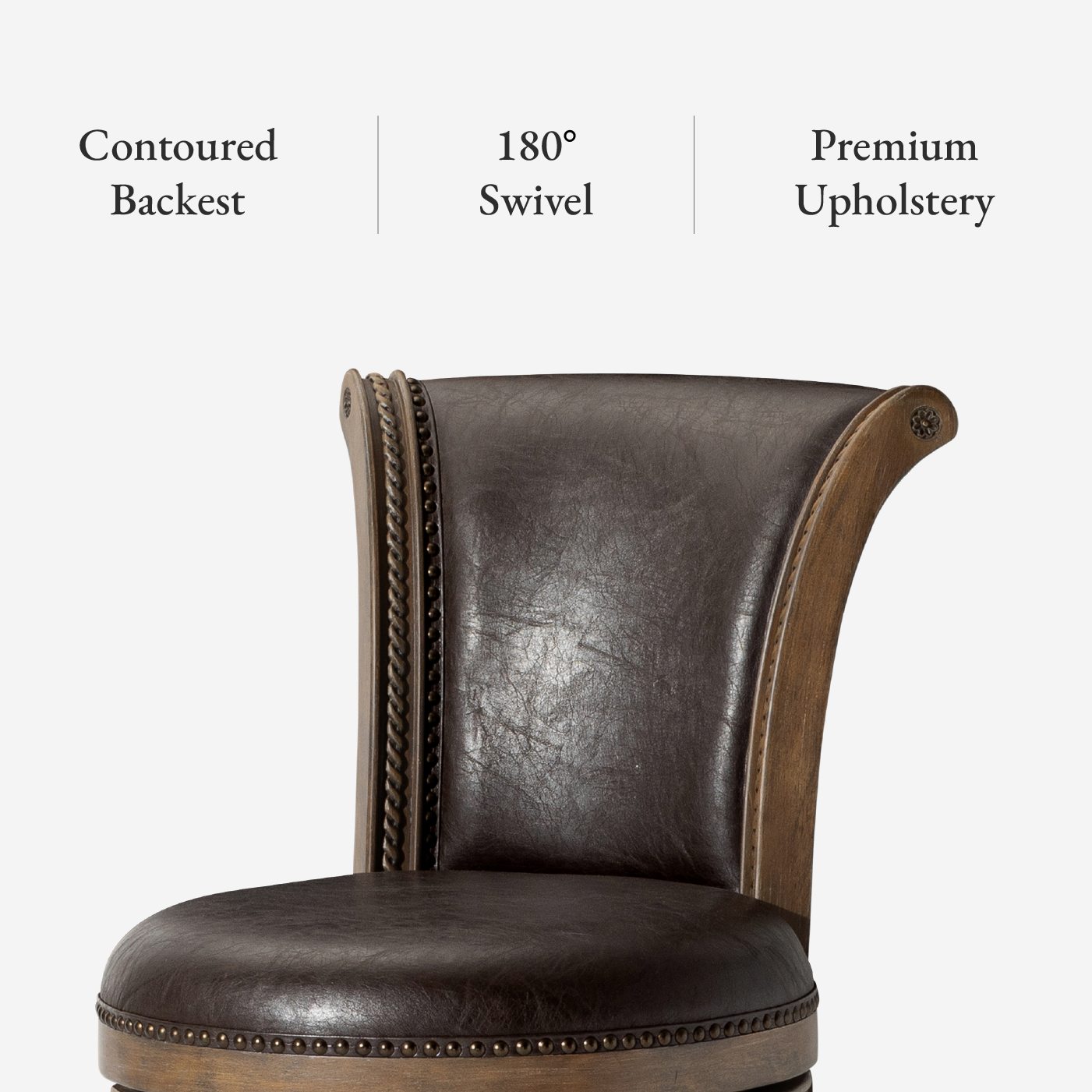 Pullman Swivel Counter Height Kitchen Stool - Walnut Finish w/ Marksman Saddle Vegan Leather in Stools by Maven Lane