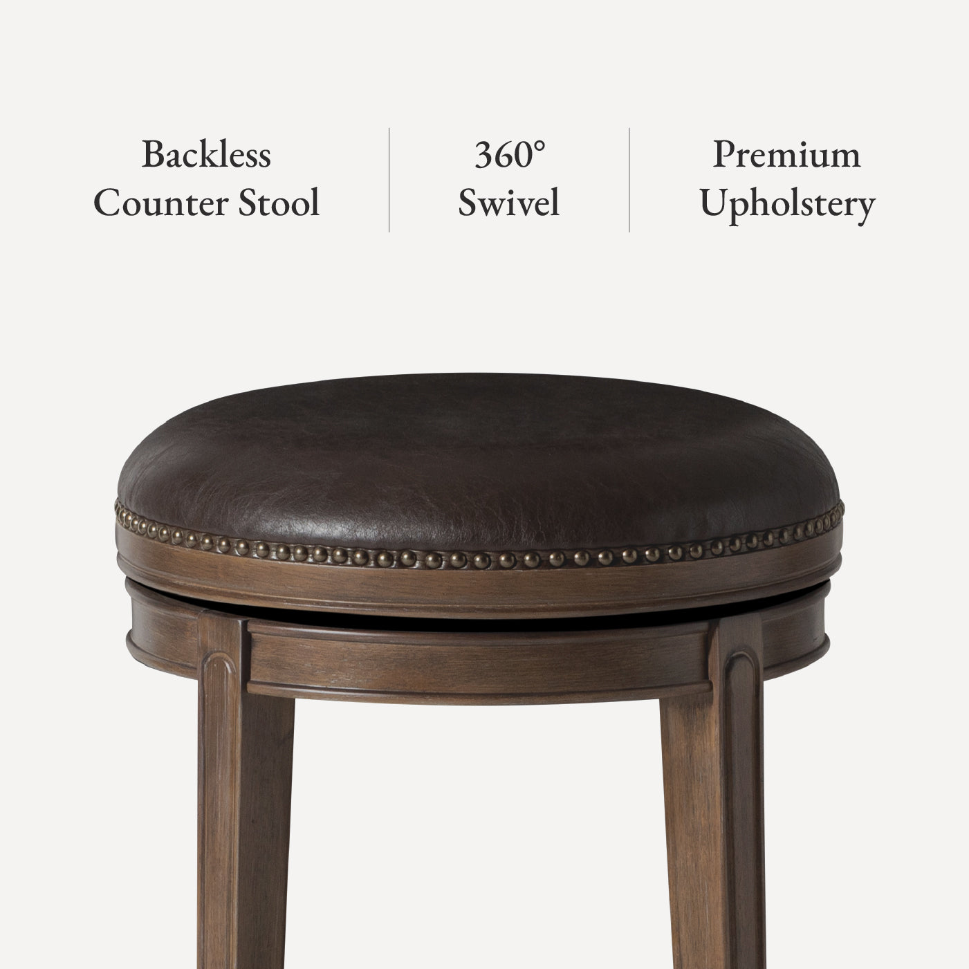 Alexander Backless Bar Stool in Brown Finish with Brown Faux Leather Upholstery in Stools by Maven Lane