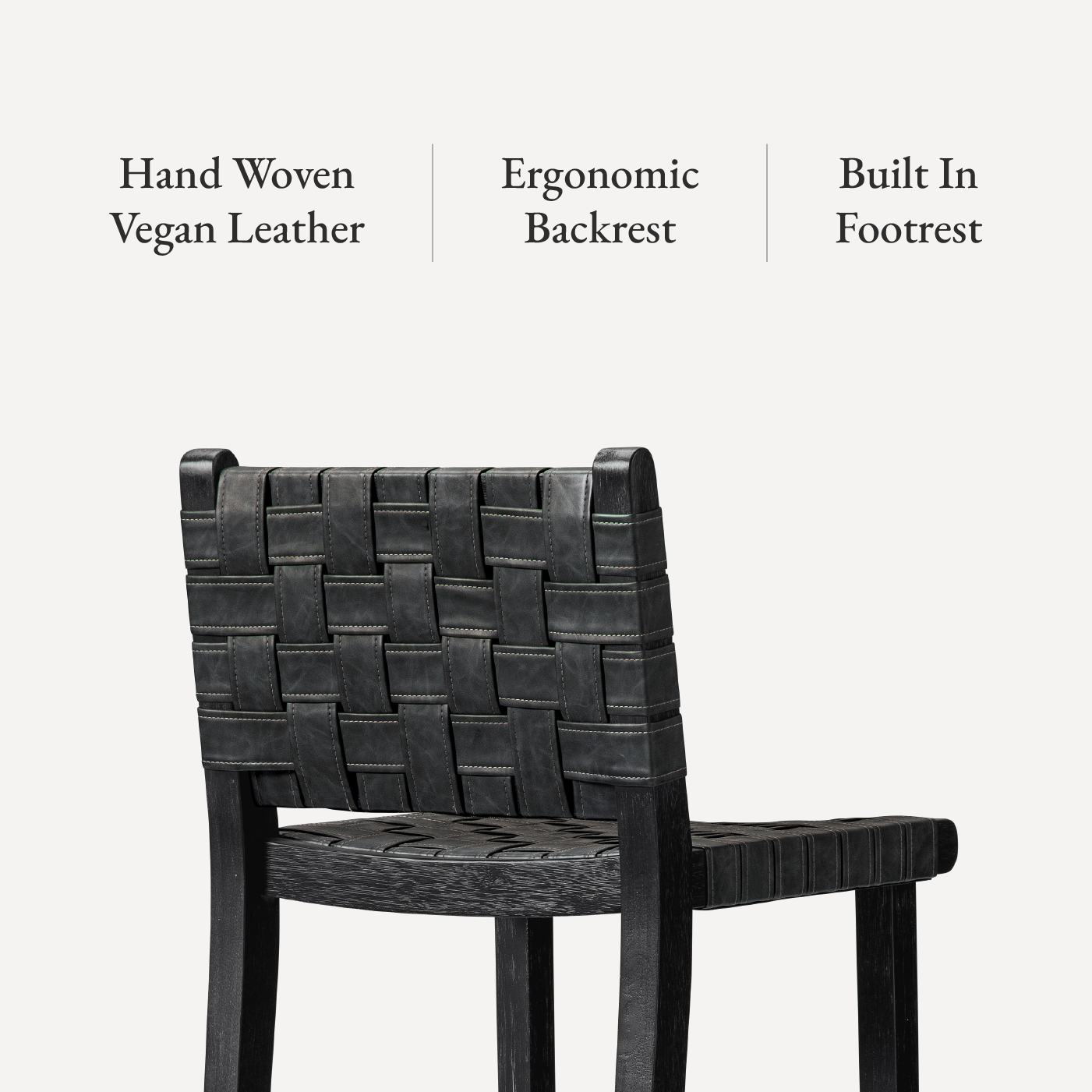 Noah Counter Height Kitchen Stool - Aged Black Finish With Charcoal Black Vegan Leather in Stools by Maven Lane