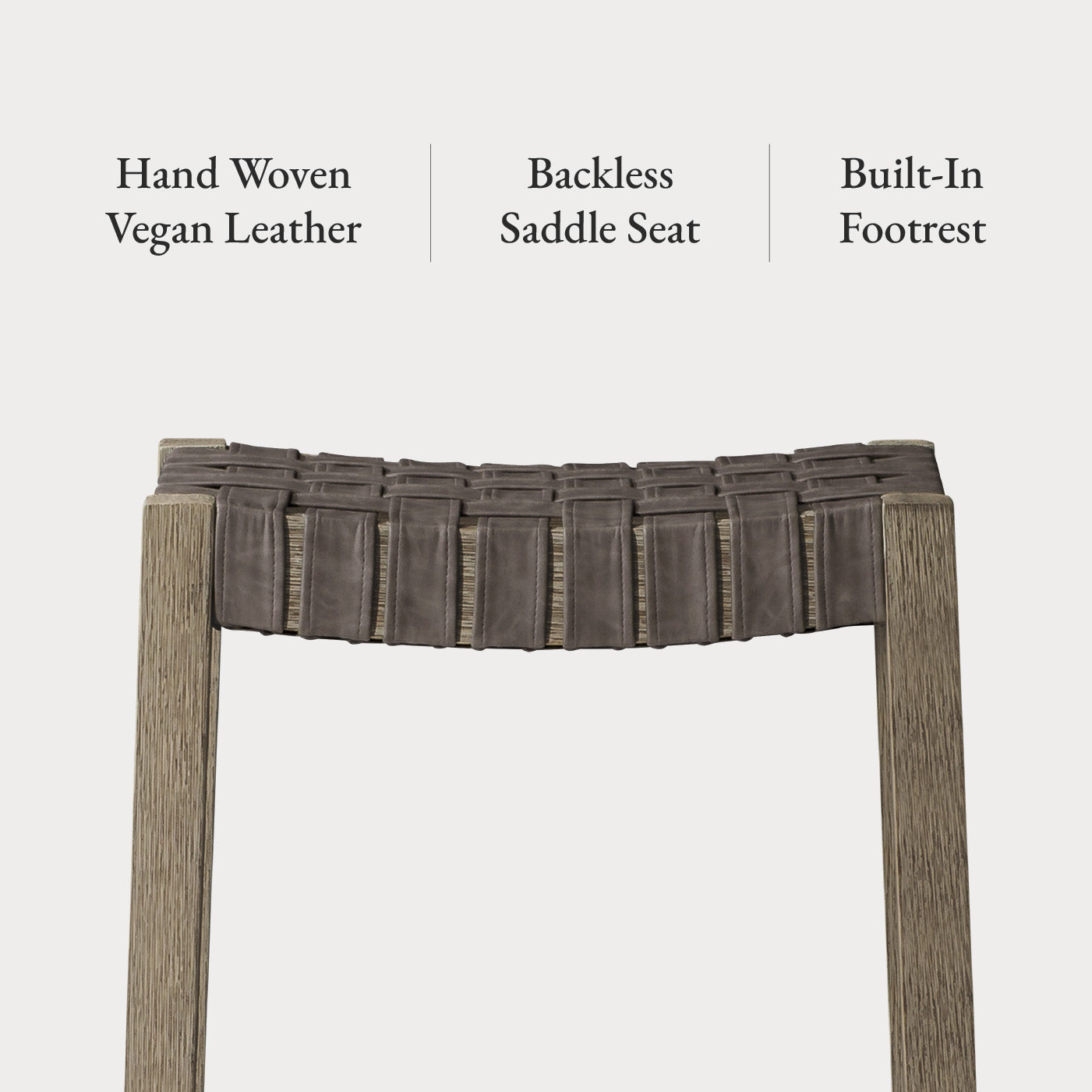31" Emerson Bar Stool in Weathered Grey Wood Finish with Ronan Stone Vegan Leather in Stools by Maven Lane