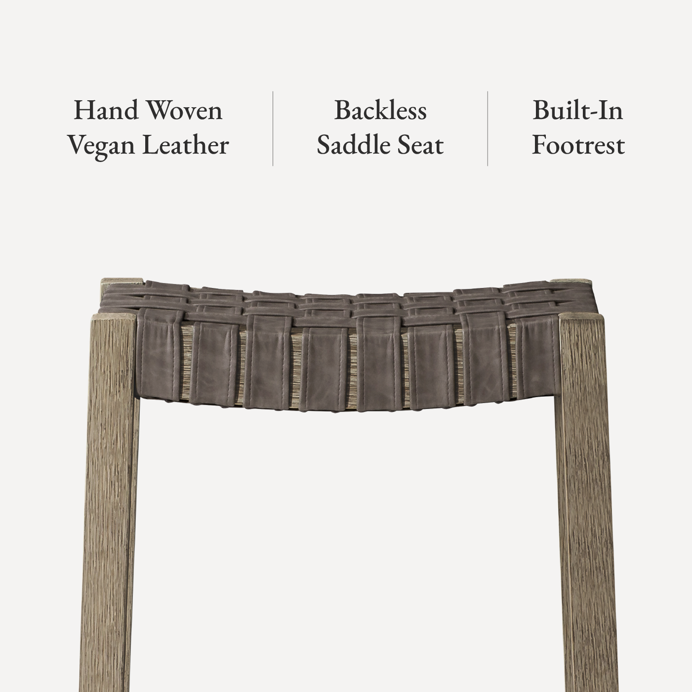 Emerson Bar Stool In Weathered Grey Wood Finish With Ronan Stone Vegan Leather in Stools by Maven Lane