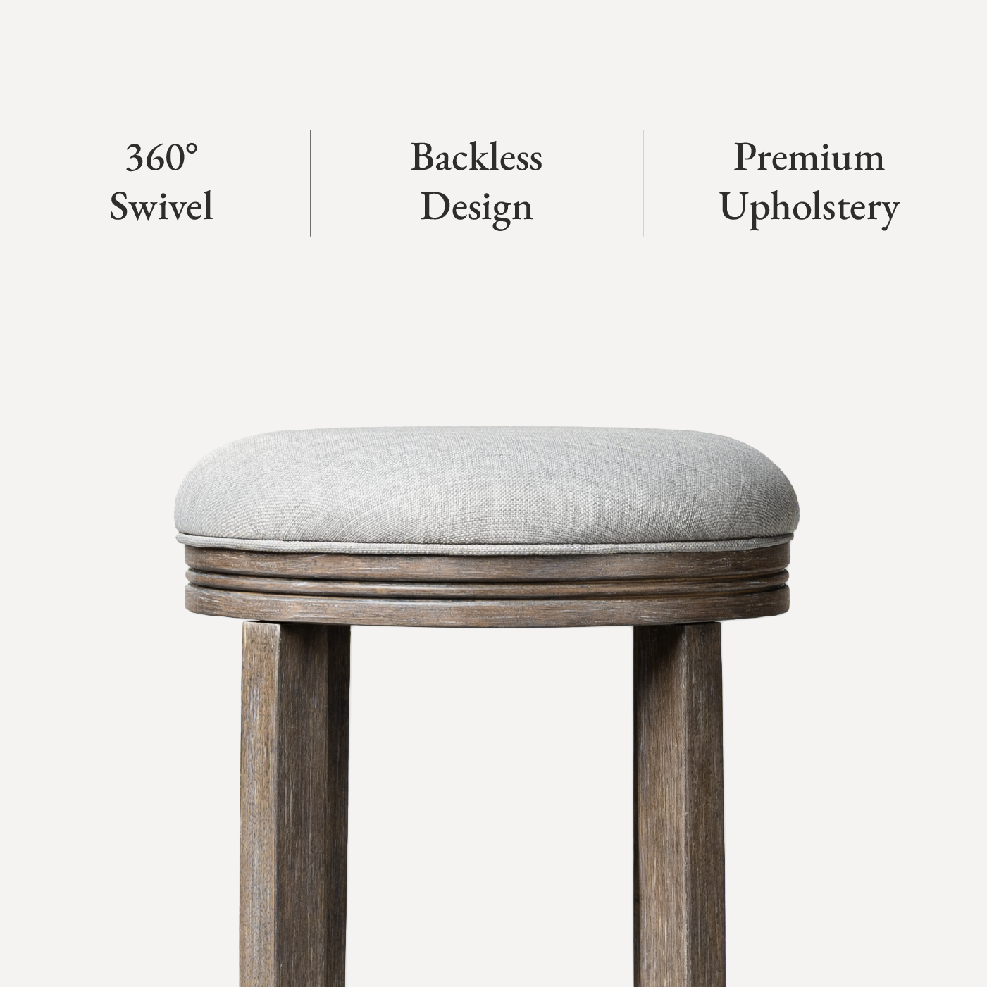 26" Eva Counter Height Kitchen Stool - Reclaimed Oak Finish with Ash Grey Fabric Upholstery in Stools by Maven Lane