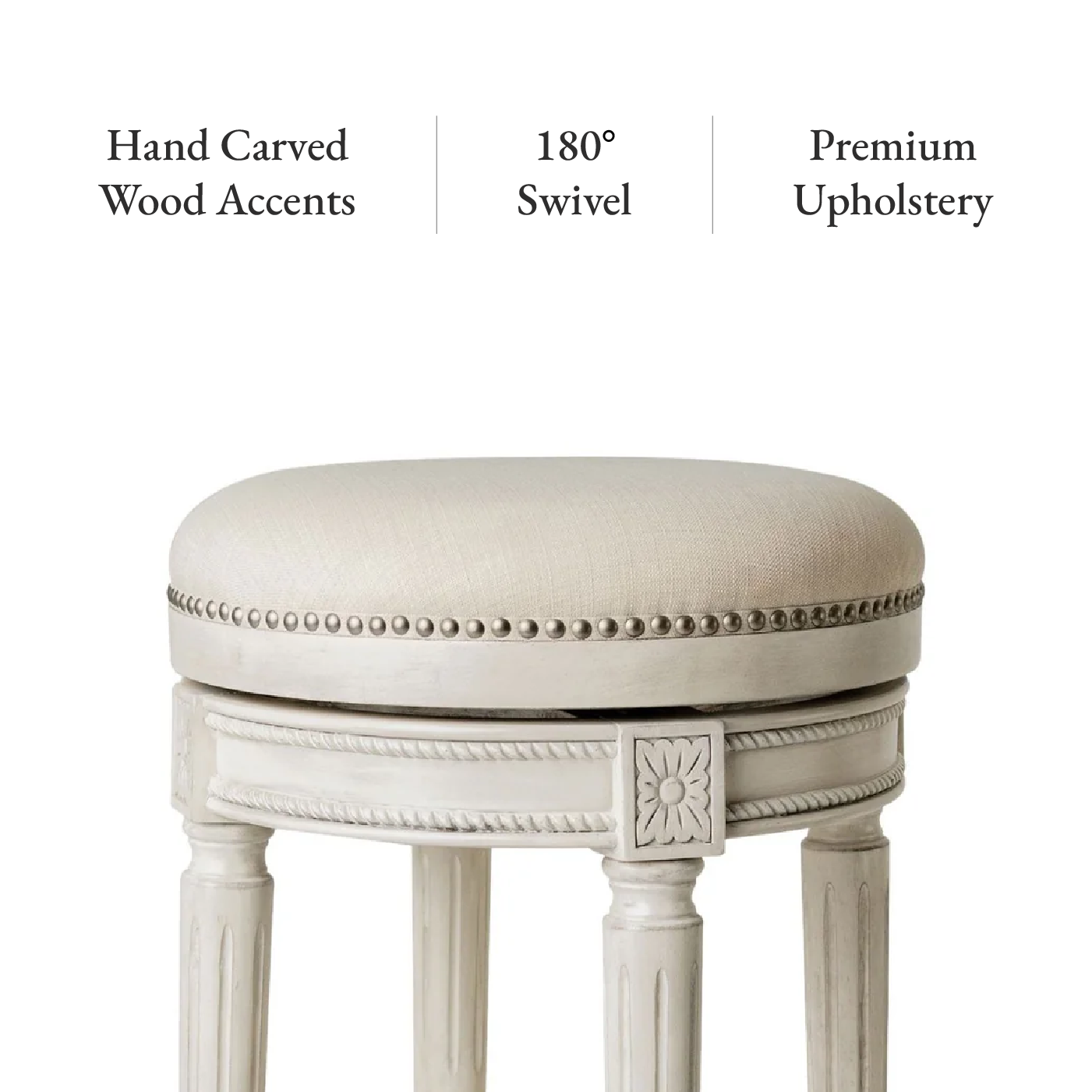 Pullman Backless Swivel Bar Stool In White Oak Finish With Natural Fabric Upholstery in Stools by Maven Lane