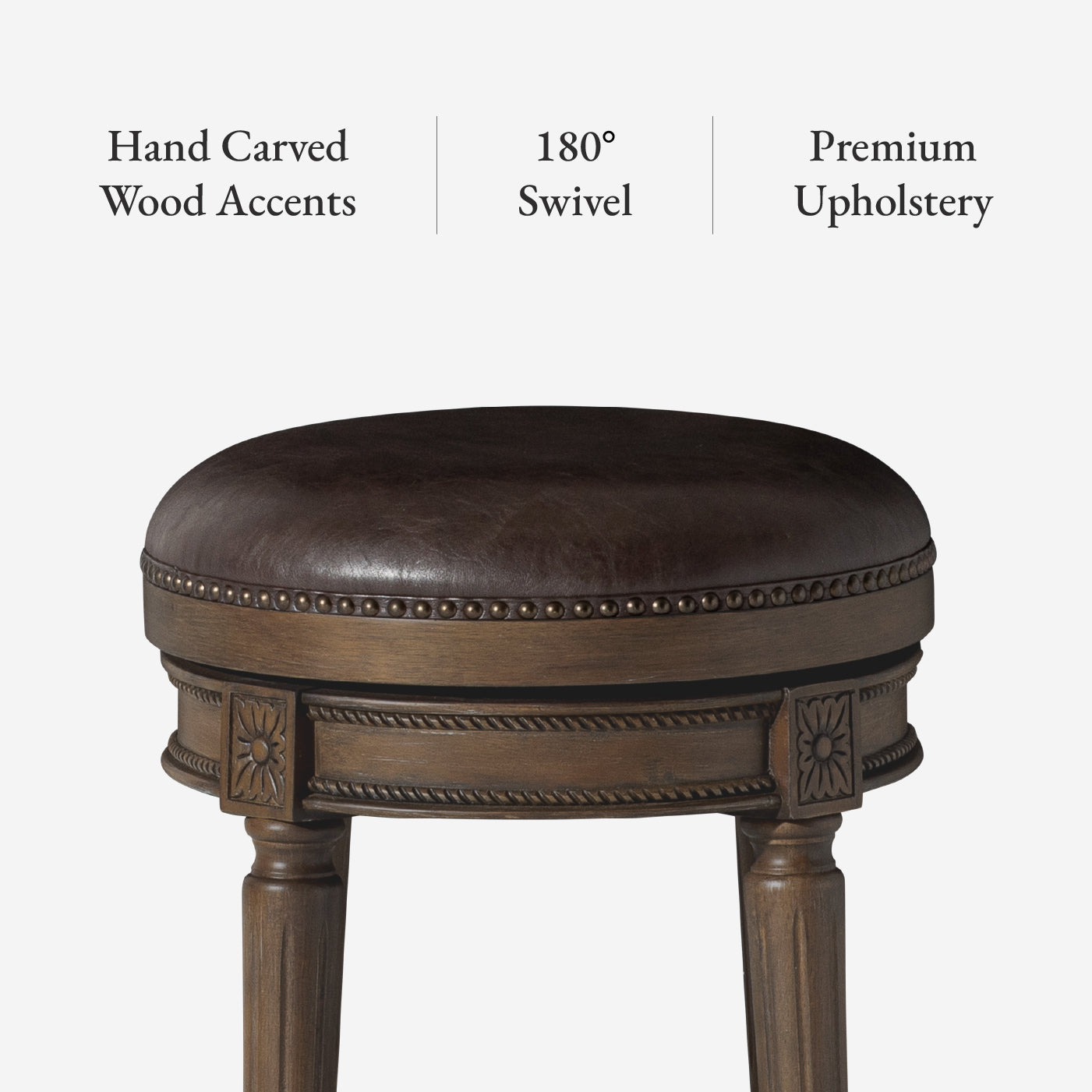 26" Pullman Backless Counter Stool in Brown Finish with Brown Faux Leather in Stools by Maven Lane