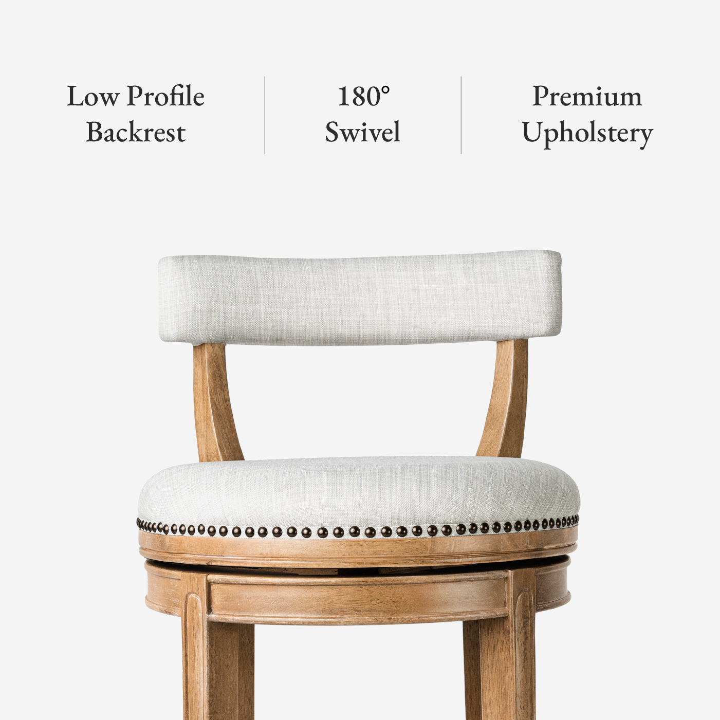 Alexander Counter Stool in Weathered Oak Finish with Sand Color Fabric Upholstery in Stools by Maven Lane