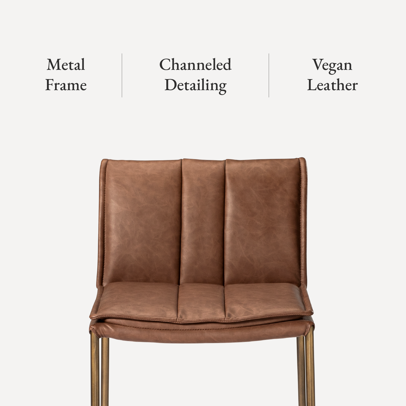 25" Gerard Counter Stool in Antique Brass Finish with Cocoa Brown Vegan Leather in Stools by Maven Lane