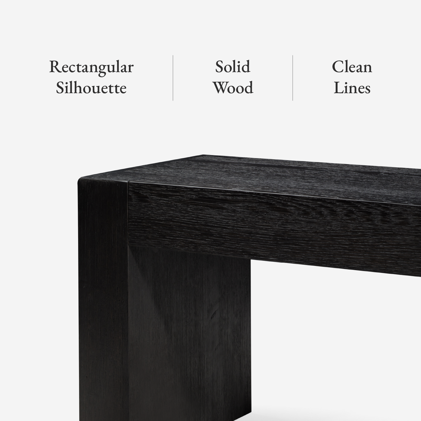 Zeno Organic Wooden Bench in Weathered Black Finish in Bench by Maven Lane