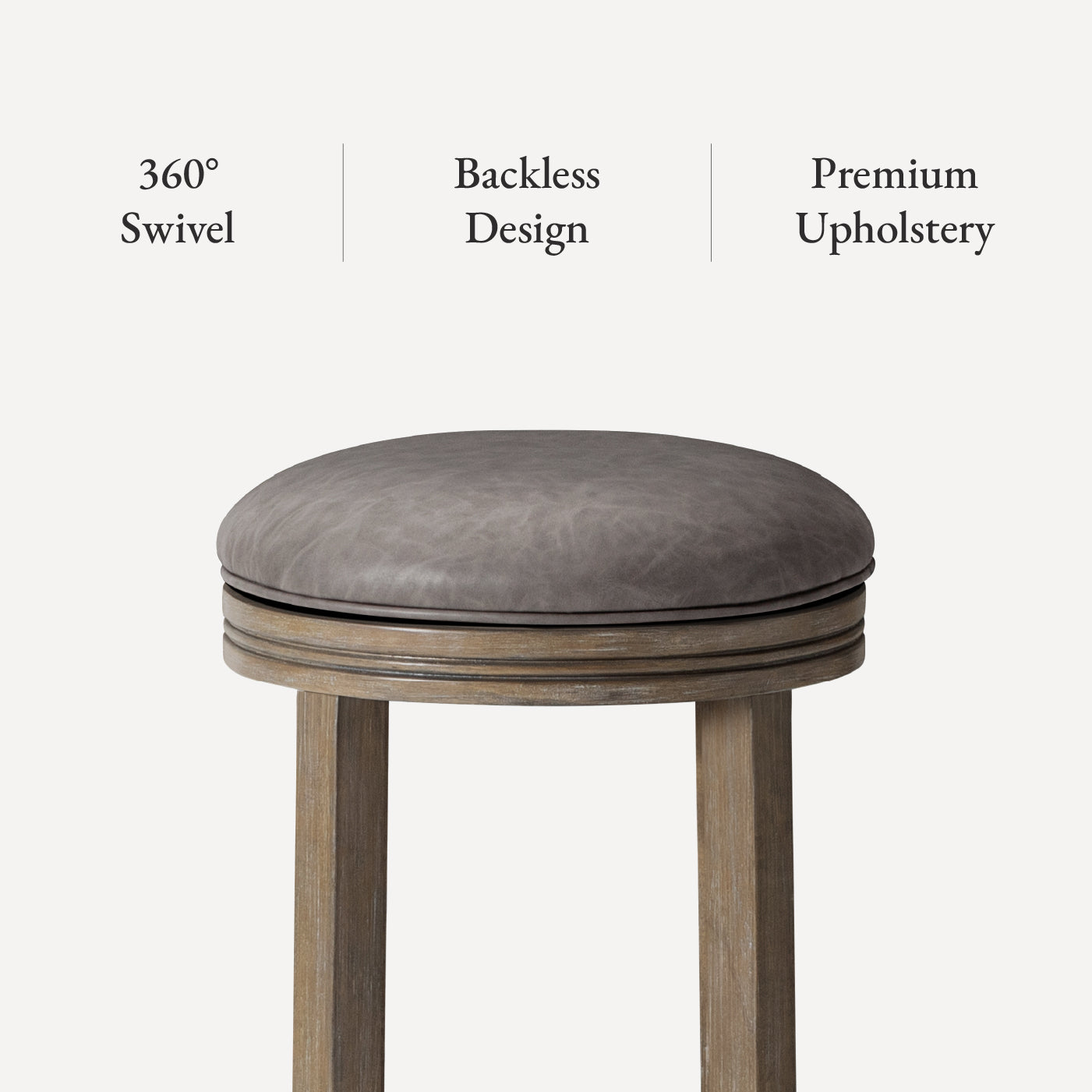26" Eva Counter Height Kitchen Stool - Reclaimed Oak Finish with Ronan Stone Vegan Leather in Stools by Maven Lane