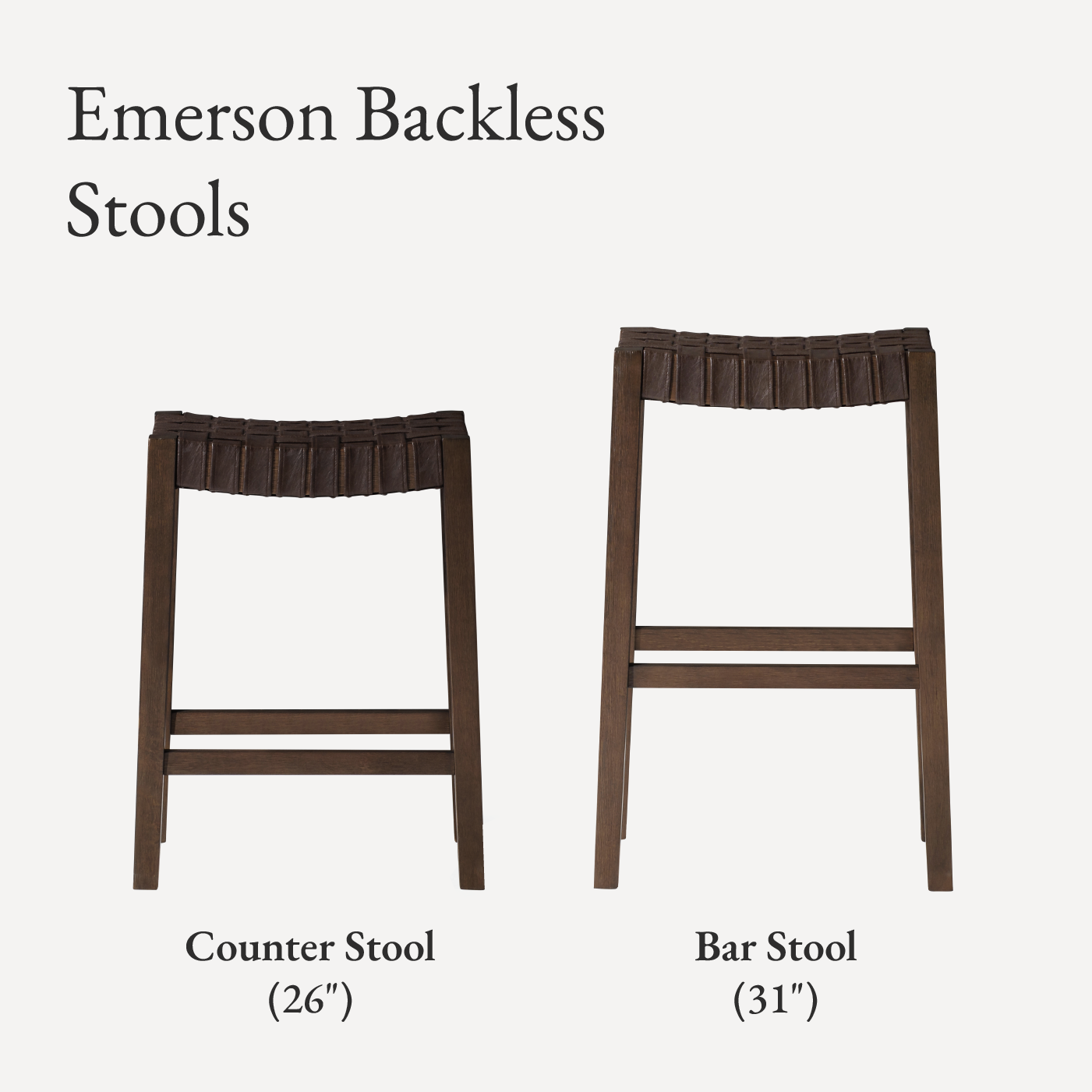 26" Emerson counter height kitchen stool - weathered brown wood finish with marksman saddle vegan leather in Stools by Maven Lane