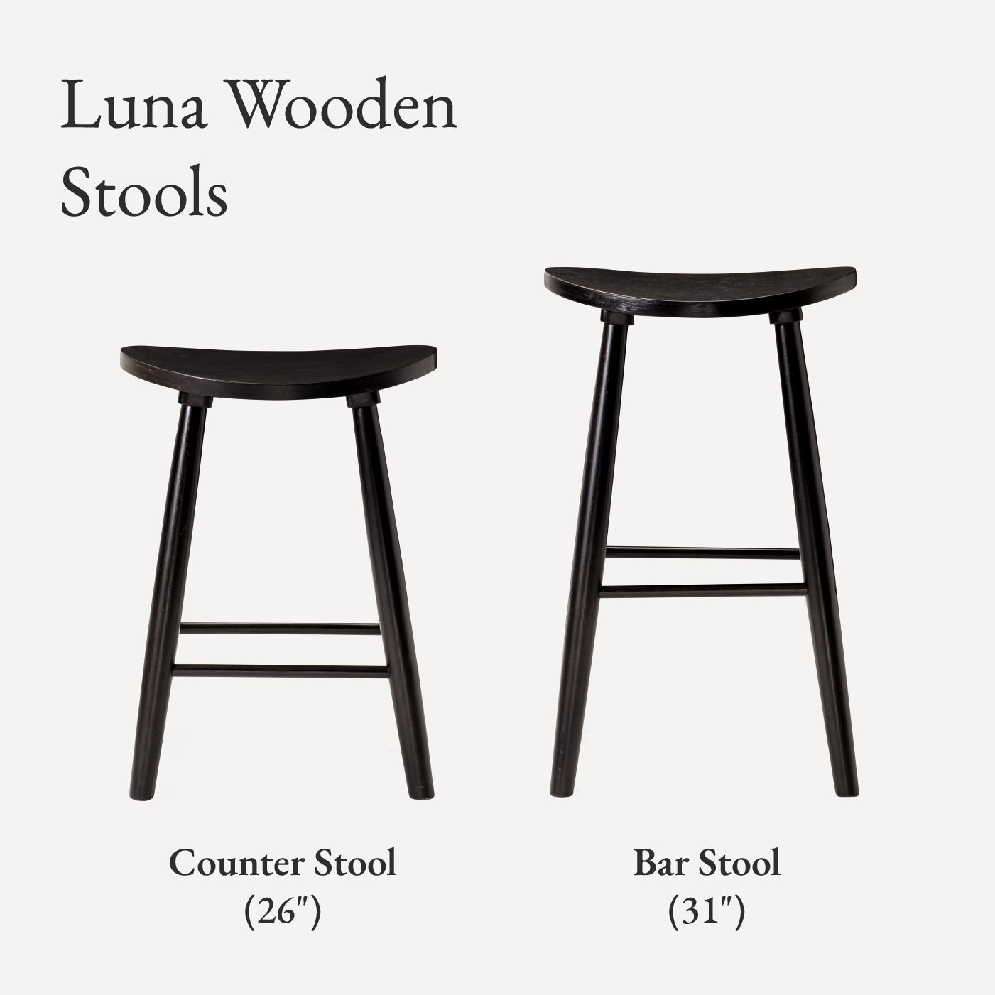 Luna Counter Height Kitchen Stool - Rustic Black Wood Finish in Stools by Maven Lane