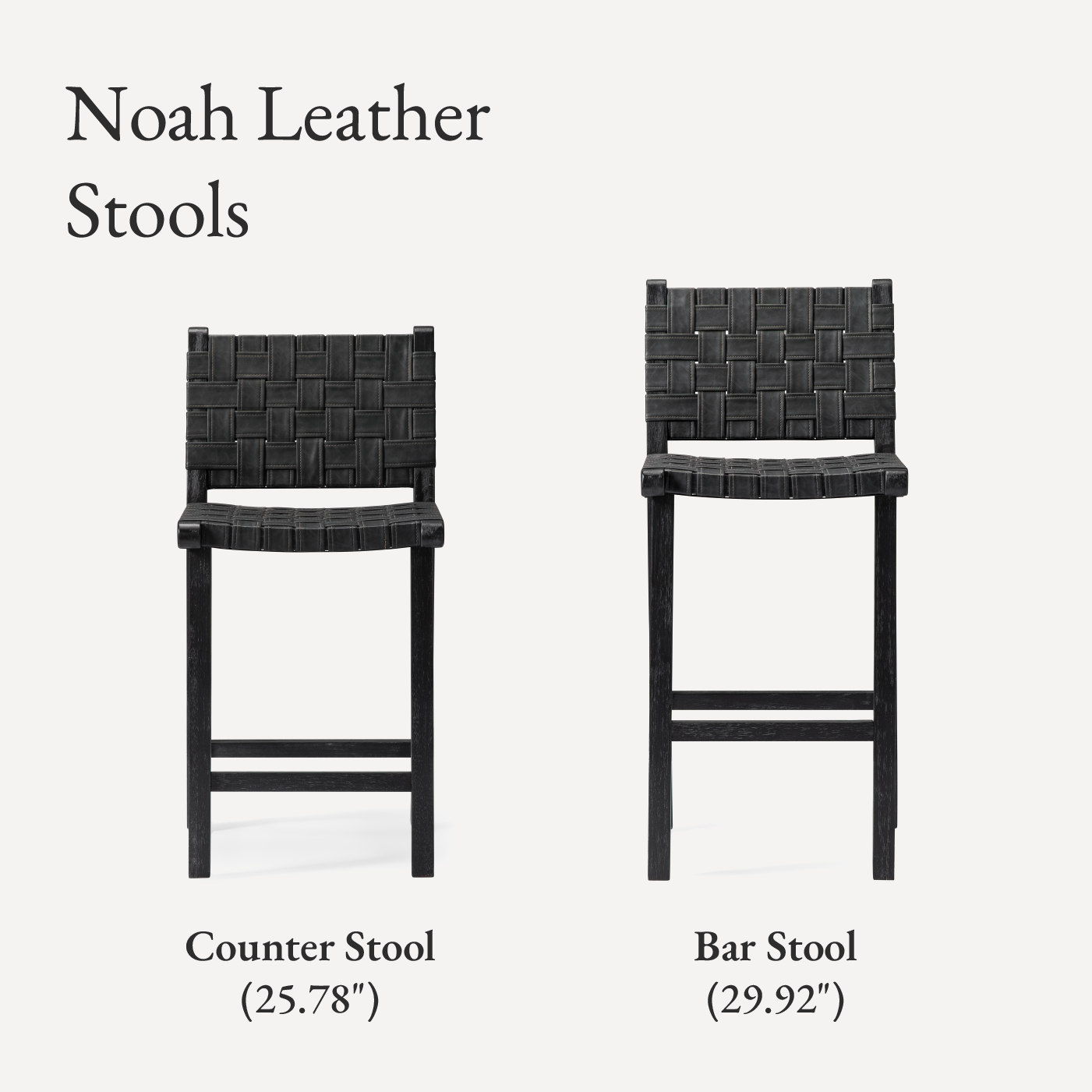 Noah Counter Height Kitchen Stool - Aged Black Finish With Charcoal Black Vegan Leather in Stools by Maven Lane