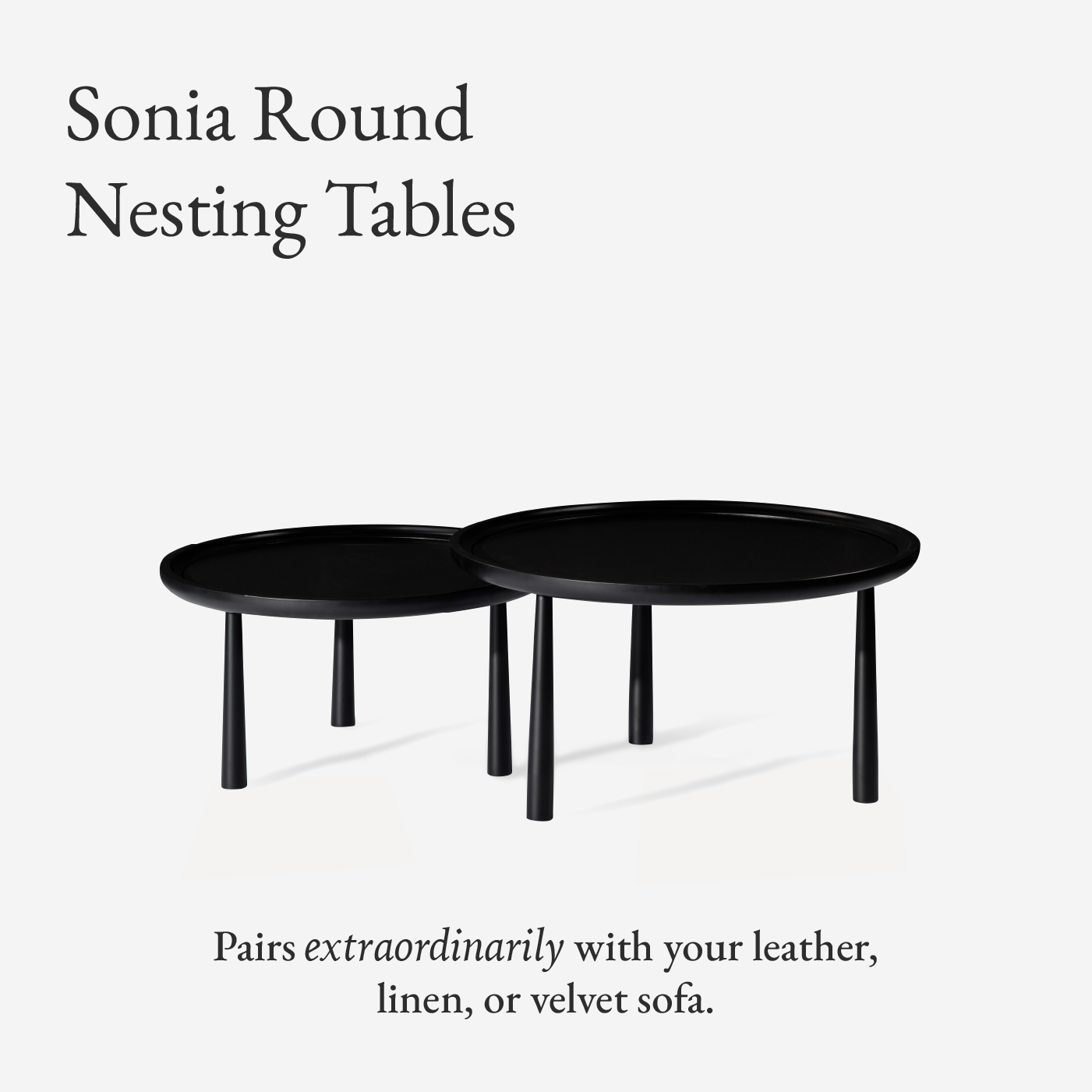 Sonia Rustic Wooden Nesting Coffee Tables In Matte Black in Accent Tables by Maven Lane
