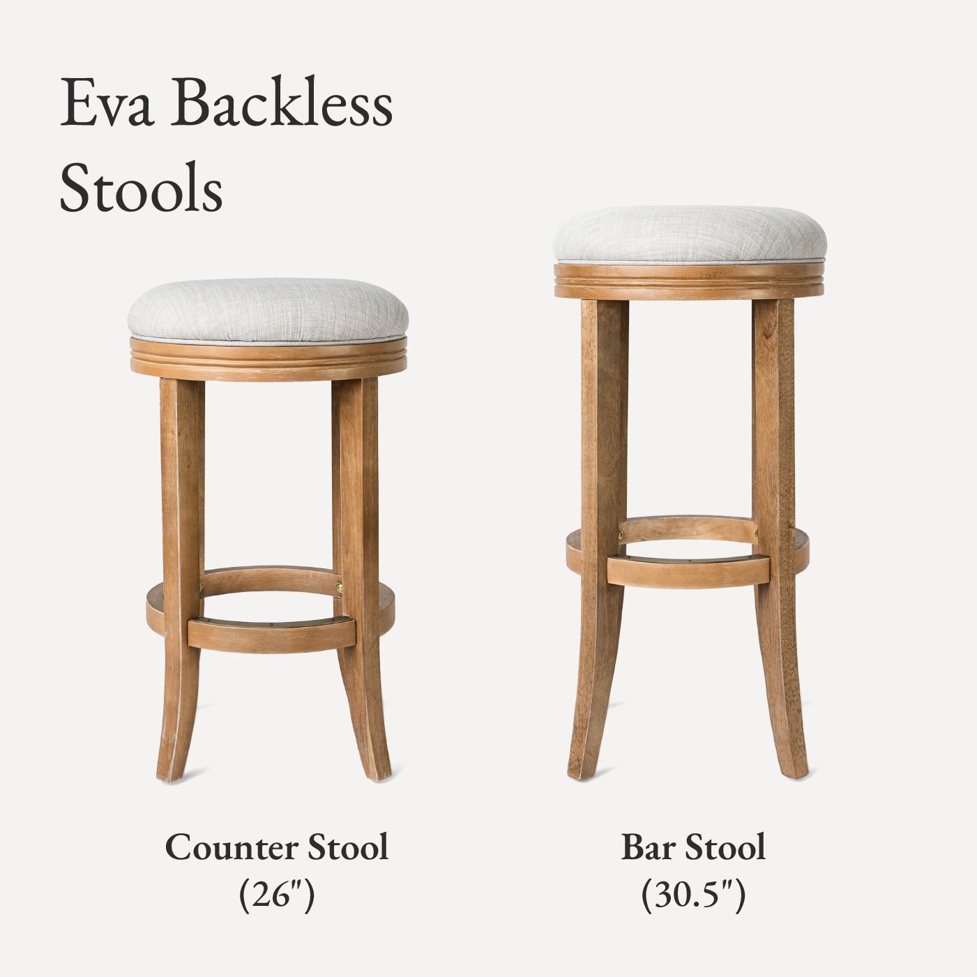 Eva Swivel Counter Height Kitchen Stool - Weathered Oak Finish with Sand Color Fabric Upholstery in Stools by Maven Lane