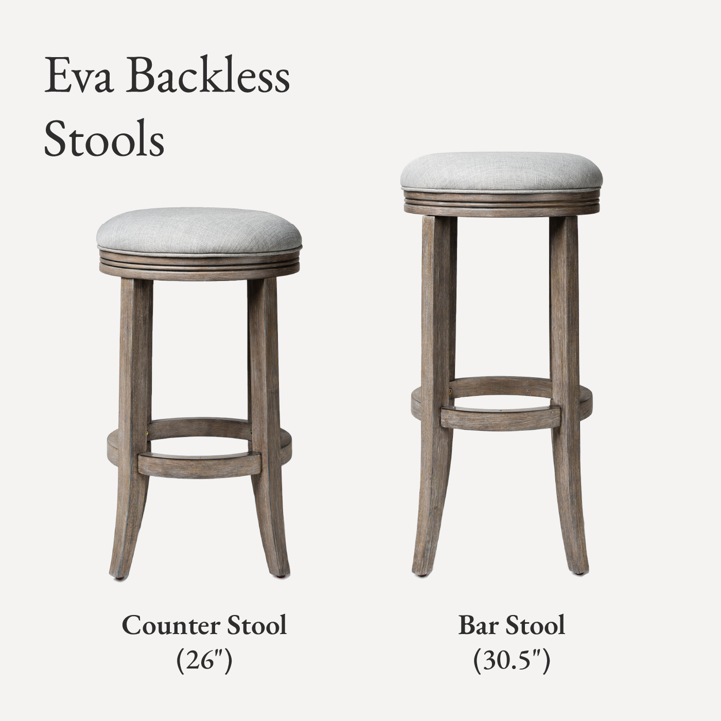 26" Eva Counter Height Kitchen Stool - Reclaimed Oak Finish with Ash Grey Fabric Upholstery in Stools by Maven Lane