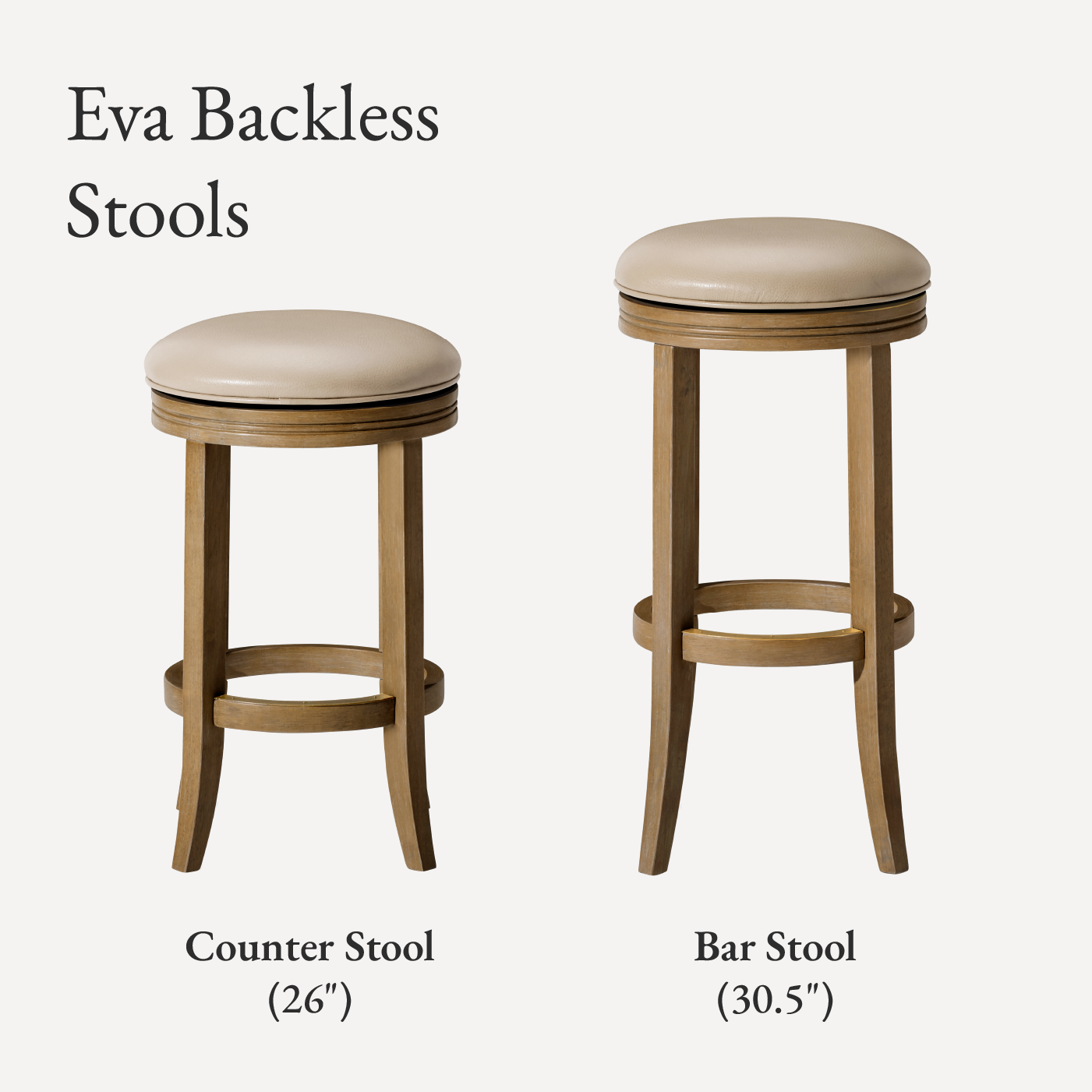 Eva Swivel Counter Height Kitchen Stool - Weathered Oak Finish with Avanti Bone Vegan Leather in Stools by Maven Lane