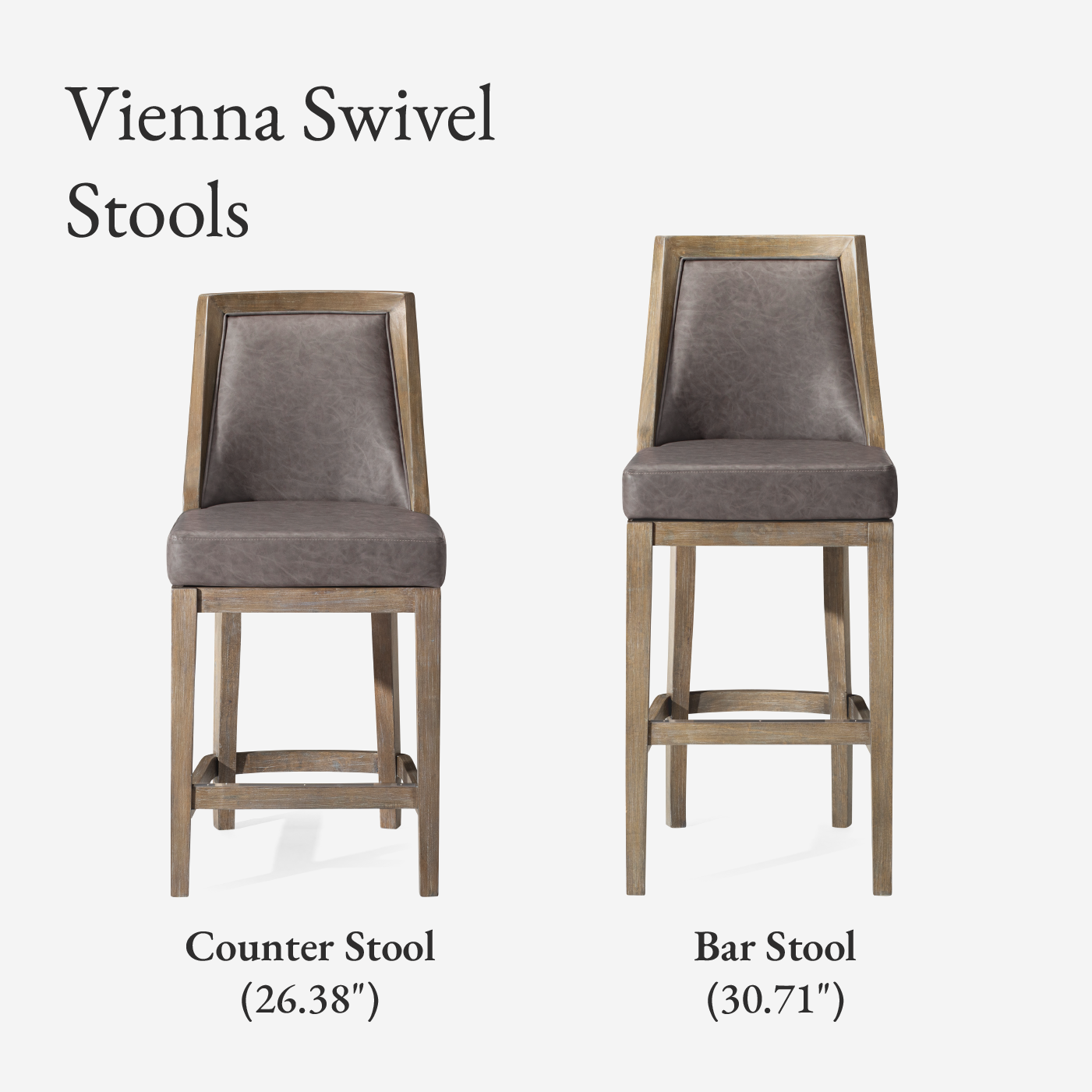 31" Vienna Swivel Bar Stool in Grey Finish with Grey Faux Leather (Set of 4) in Stools by Maven Lane