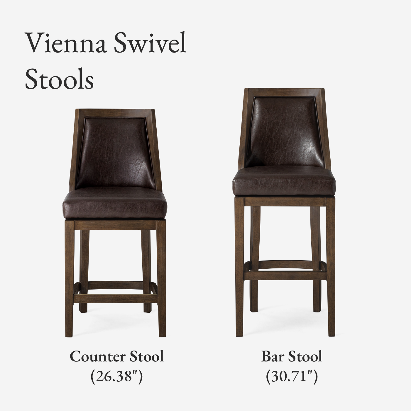 Vienna Swivel Counter Height Kitchen Stool - Walnut Finish with Marksman Saddle Vegan Leather in Stools by Maven Lane