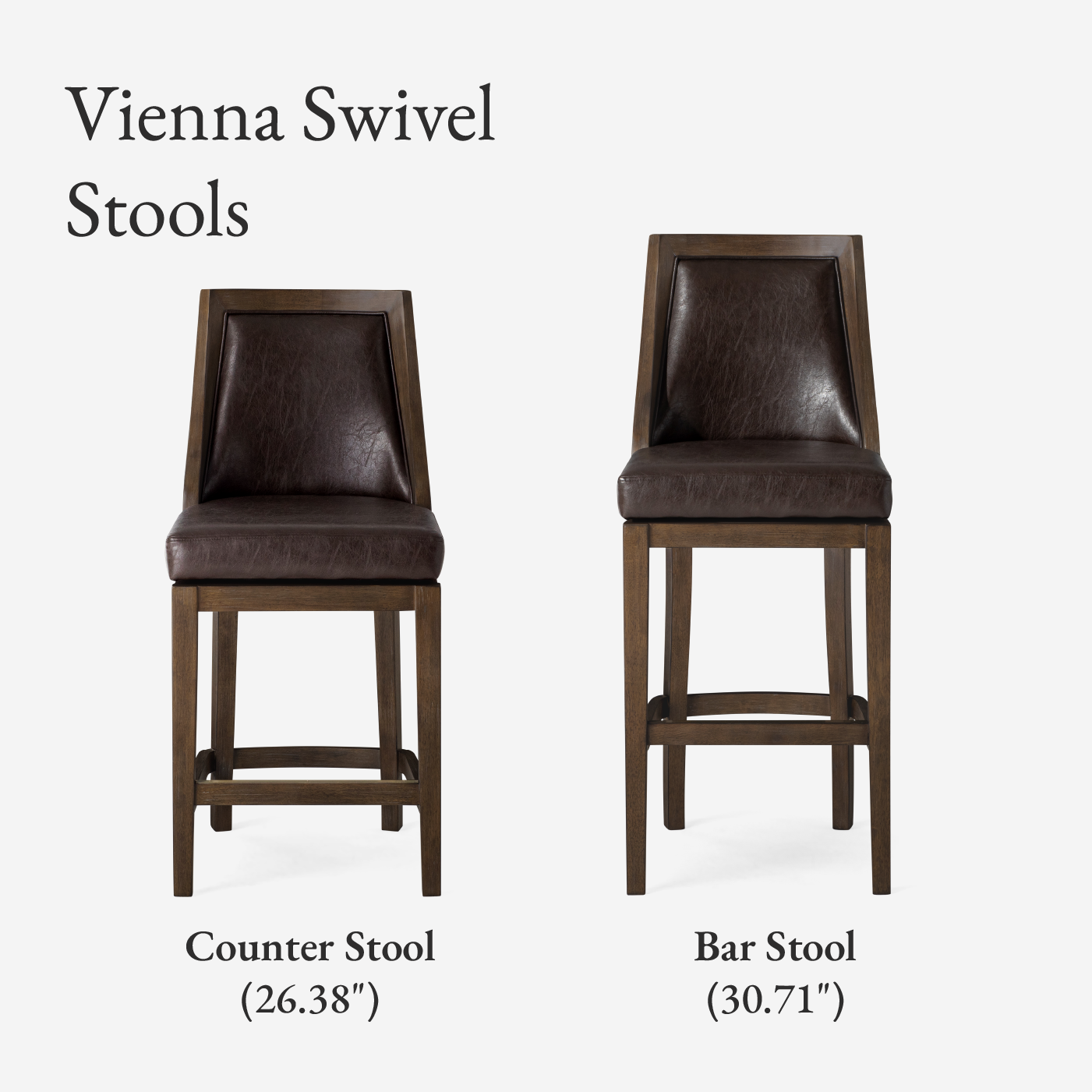 Vienna Swivel Bar Stool in Brown Finish with Brown Faux Leather in Stools by Maven Lane