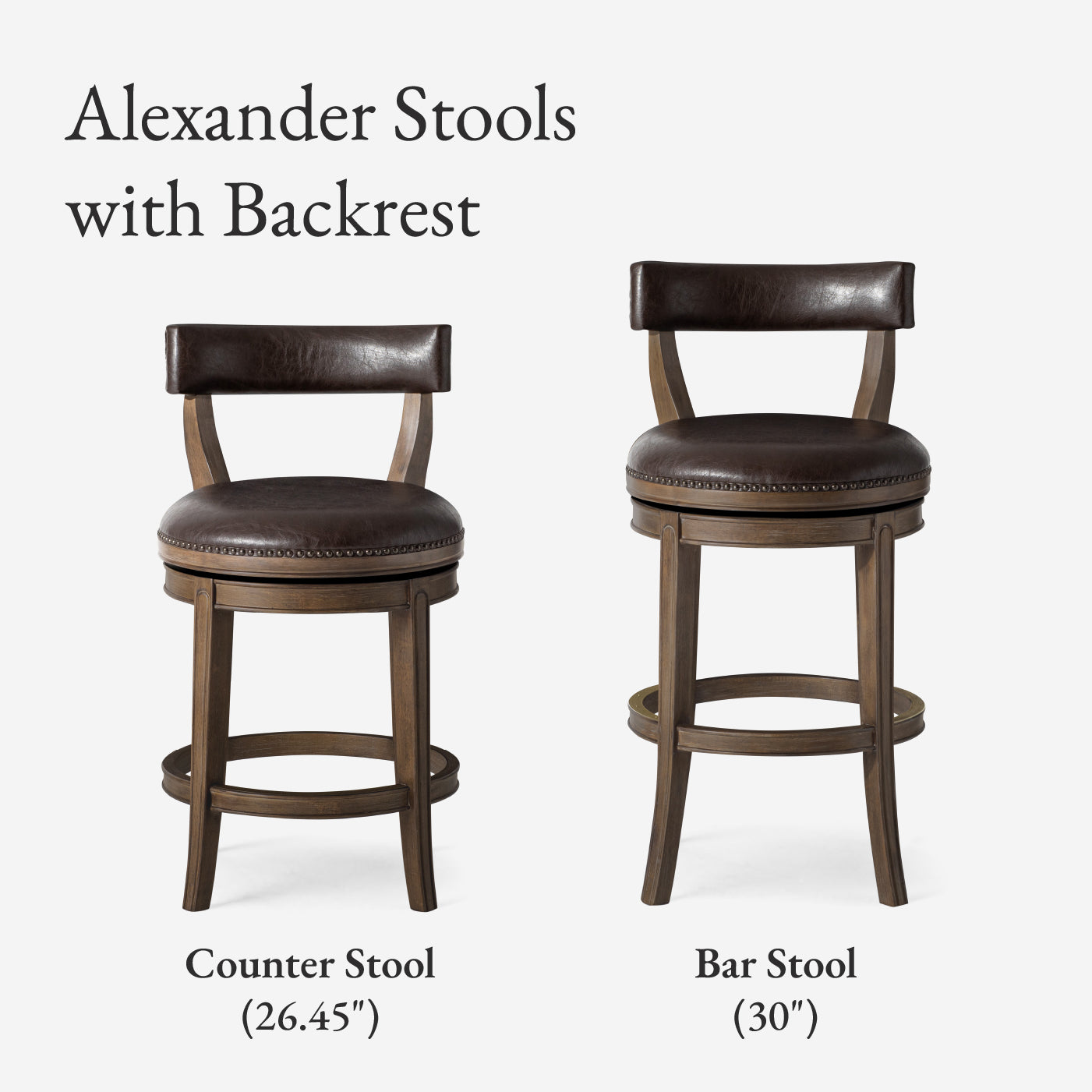 26" Alexander Counter Stool in Walnut Finish with Marksman Saddle Vegan Leather in Stools by Maven Lane